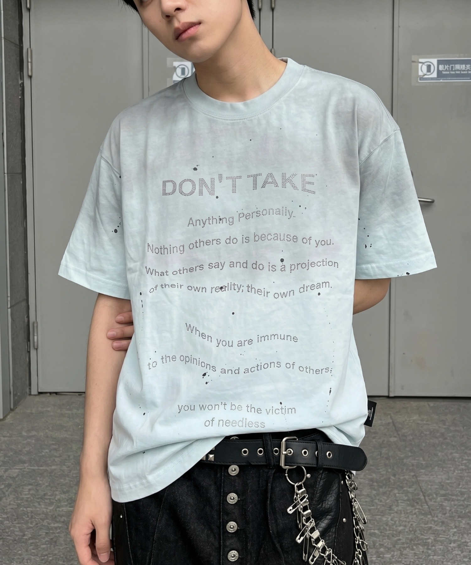 aeae ラインストーン マッシュルーム Tシャツ A'GEM/9 × .kom 『ARULE/アルール』スプラッシュグラフィック ライン