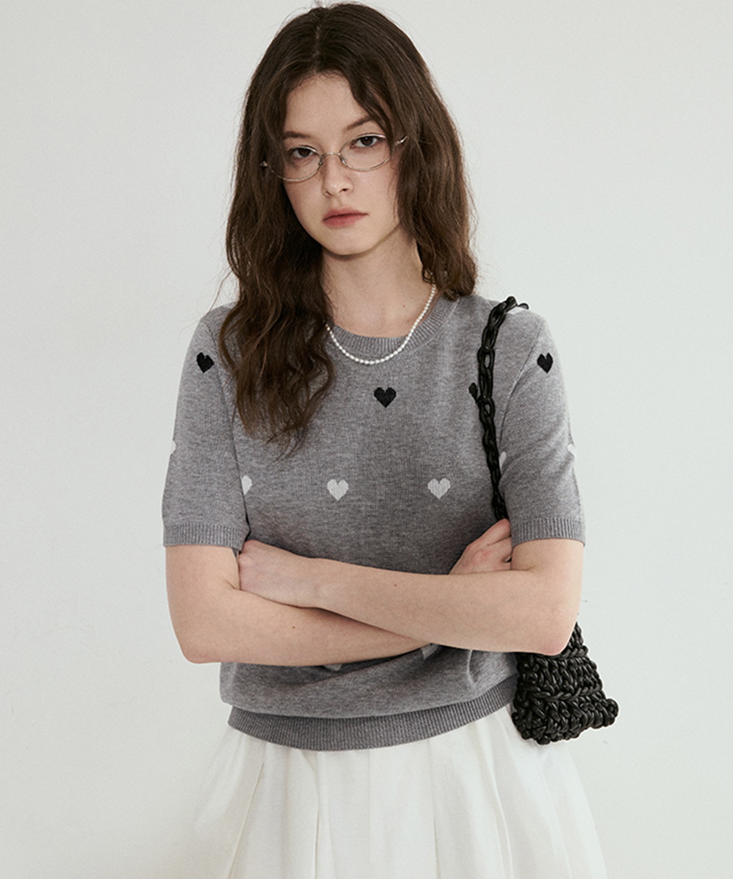 総柄ハート 半袖ニットT FX25S127【Fano Studios】【2025SS