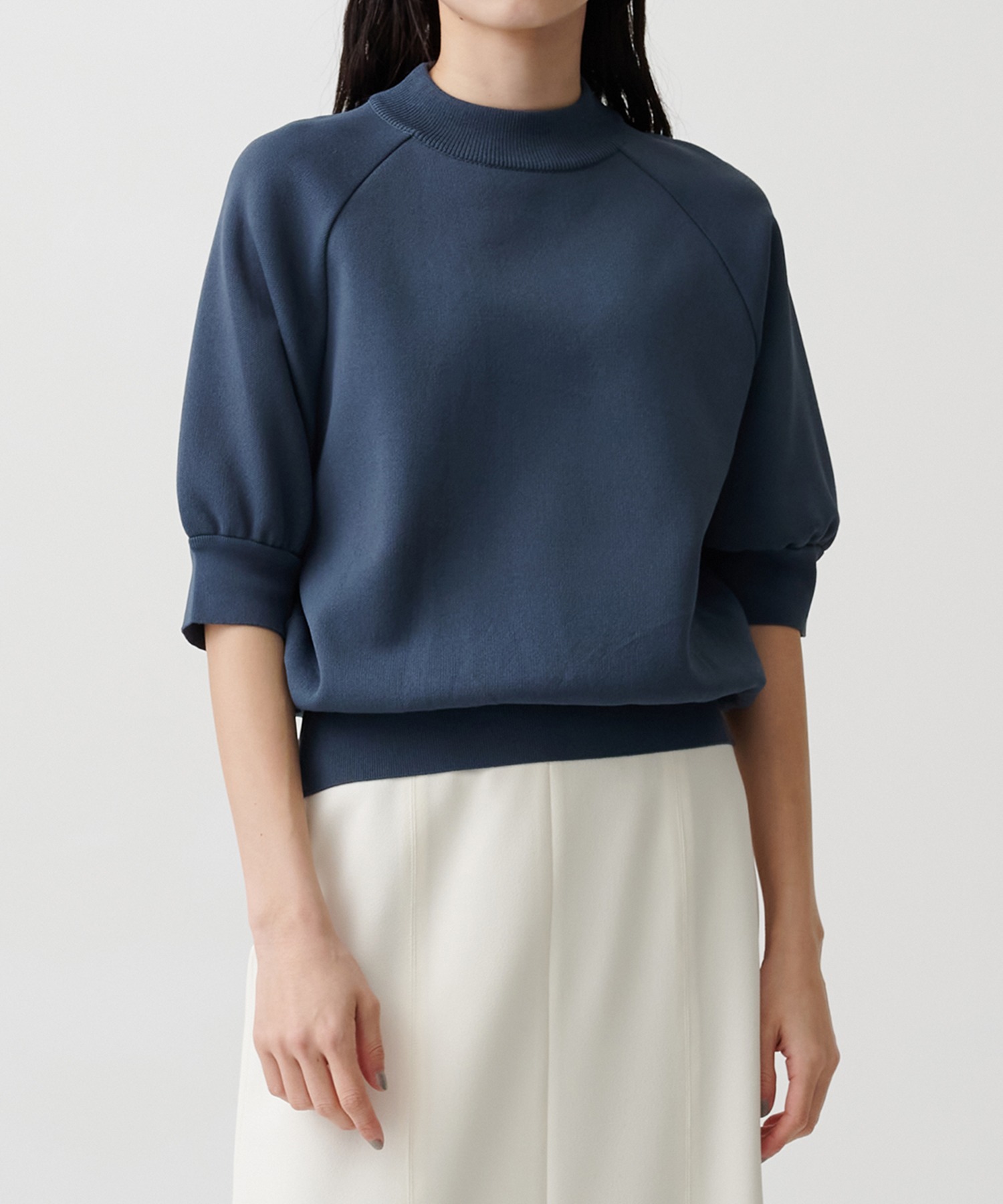 ボリュームハーフスリーブニット-ウォッシャブル/ウォッシャブル/UV