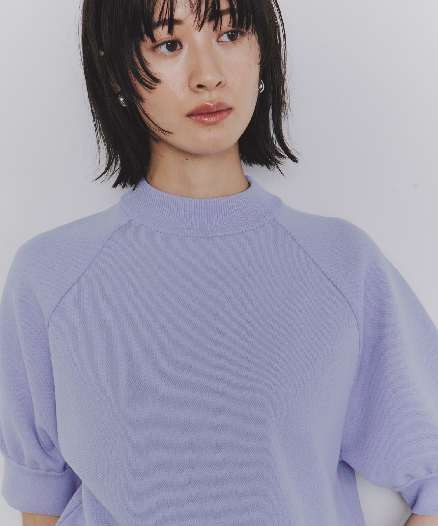 ボリュームハーフスリーブニット-ウォッシャブル/ウォッシャブル/UV