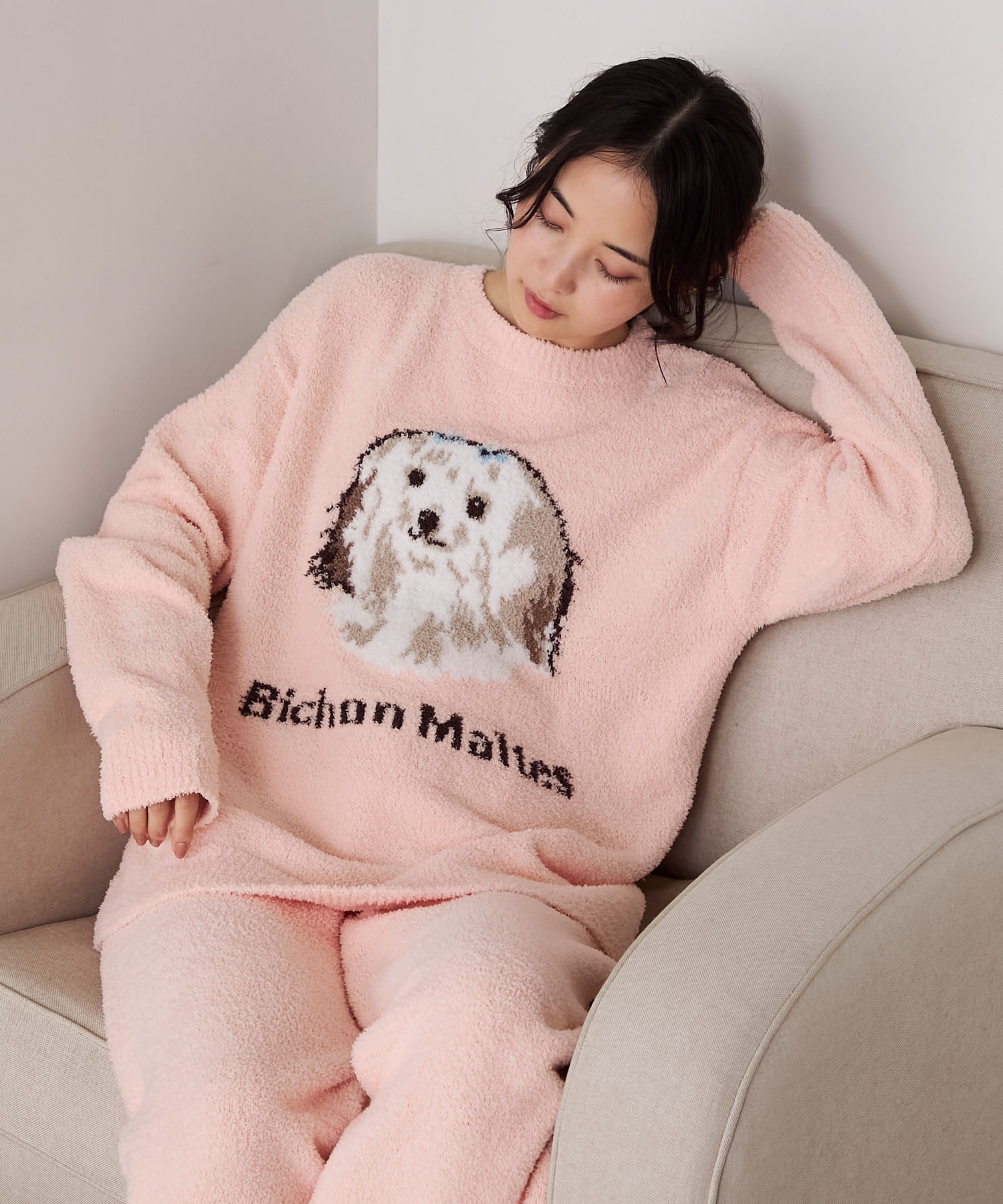 forksy.】ルームウェア DOGジャガードプルオーバー＆パンツ セット