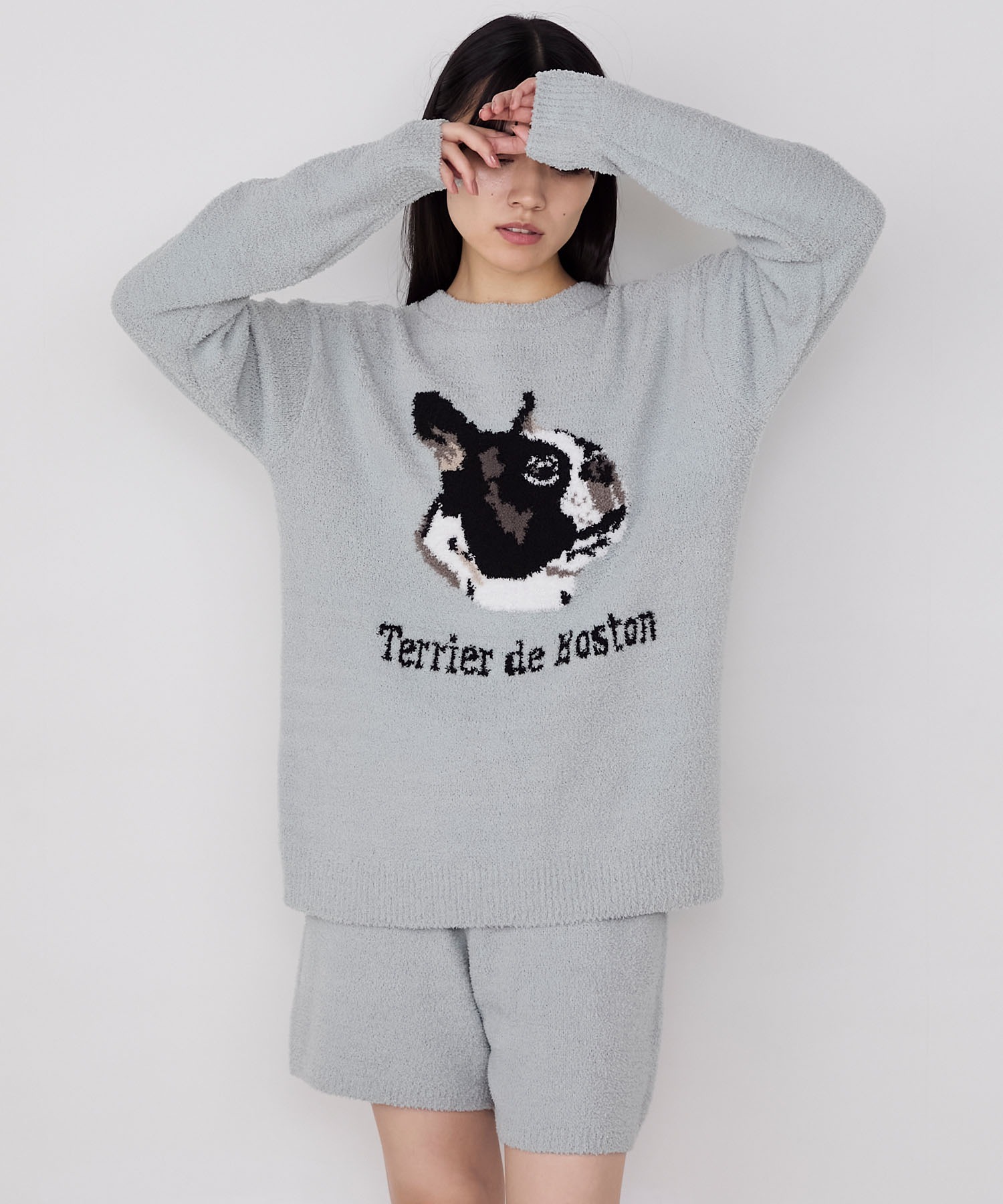forksy.】ルームウェア DOGジャガードプルオーバー＆パンツ セット