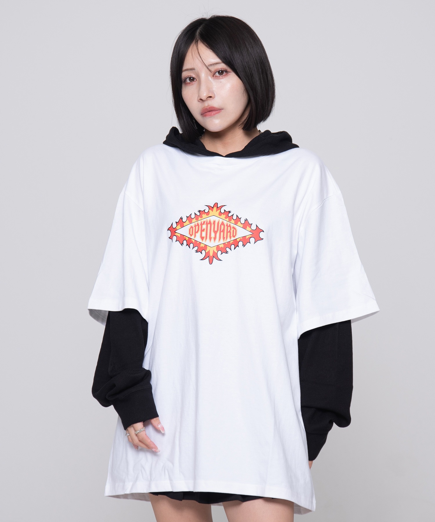 OY/オーワイ』 WAFFLE LAYERED HOODED LONG SLEEVE/フード レイヤード  