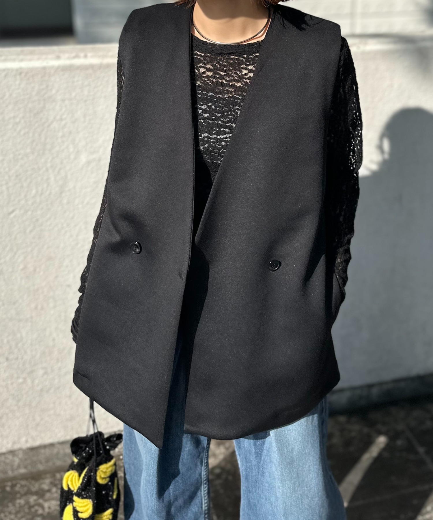 ブラック（ブラック×ブラックステッチ）
model:154cm 着用サイズ:FREE