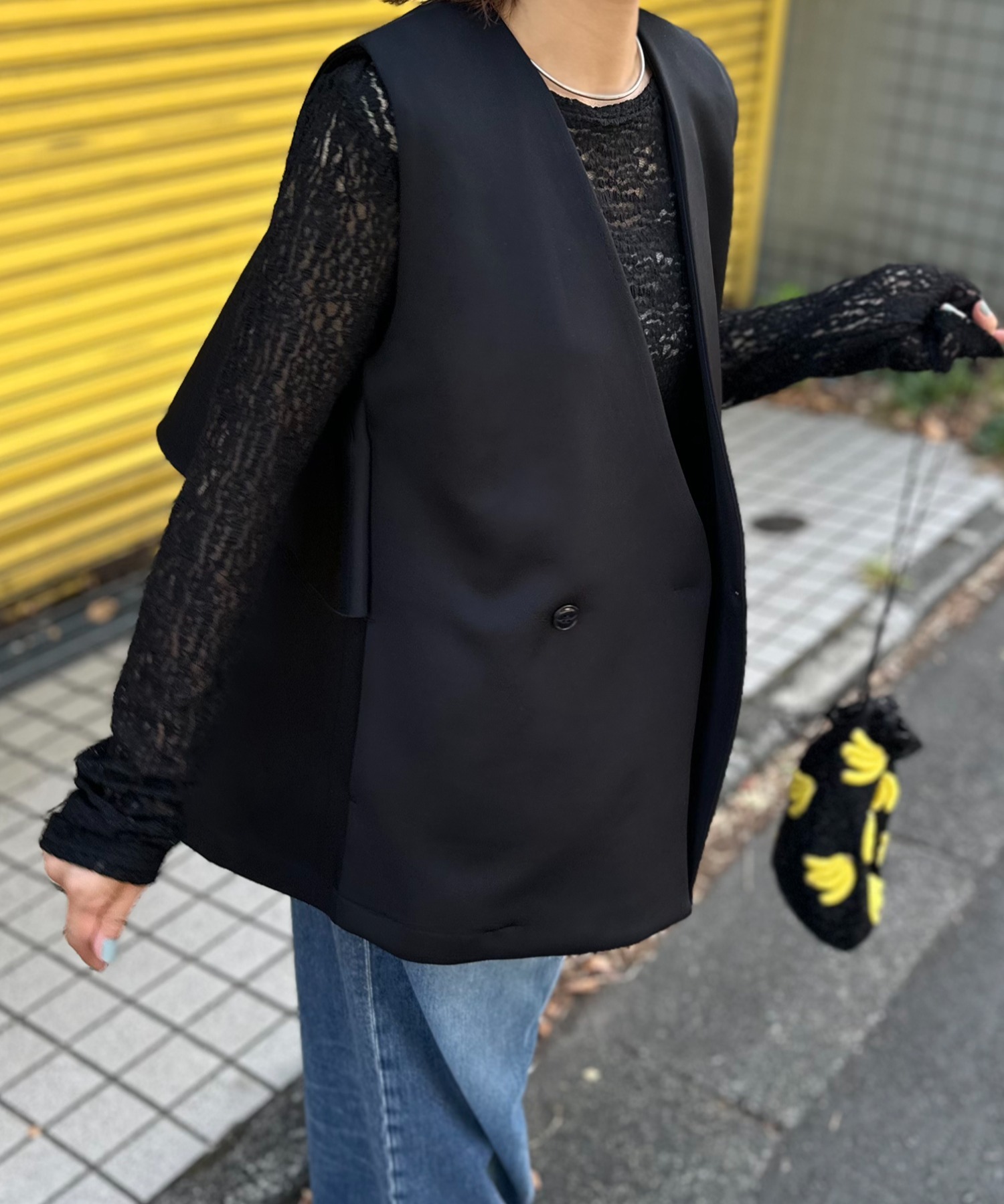 ブラック（ブラック×ブラックステッチ）
model:154cm 着用サイズ:FREE