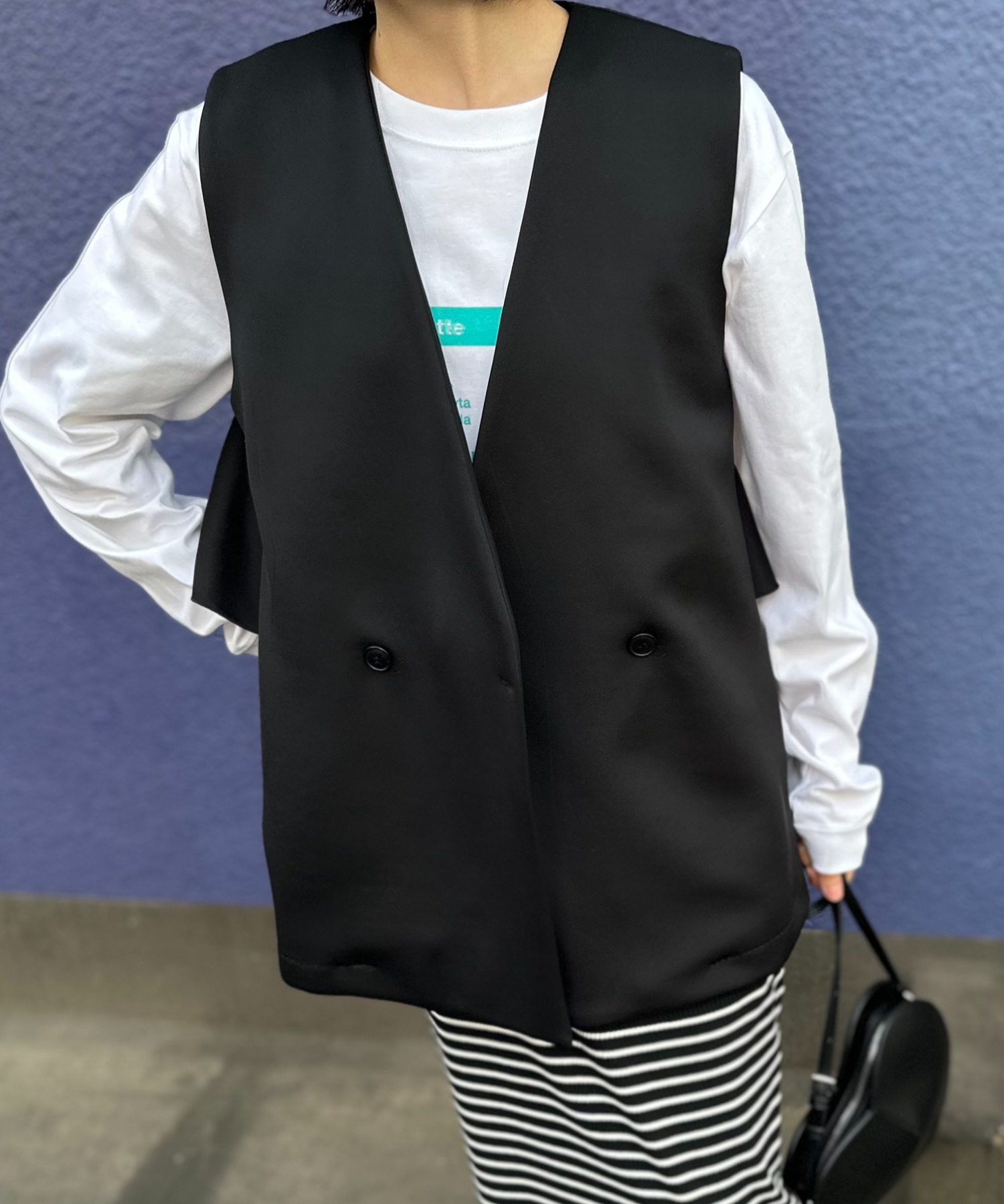 ブラック（ブラック×ブラックステッチ）
model:154cm 着用サイズ:FREE
