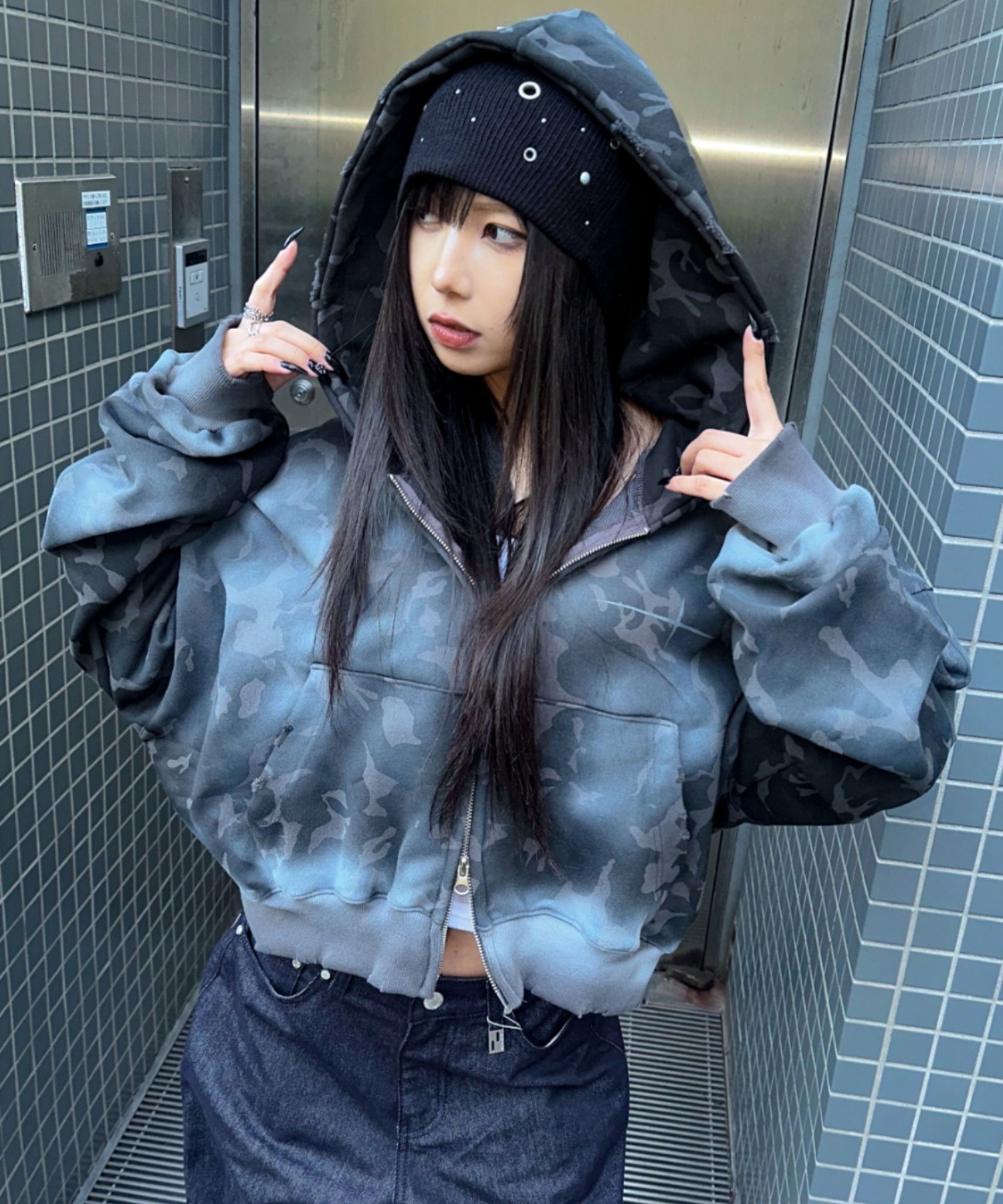 A'GEM/9 × .kom 『ARULE/アルール』TOTAL ANARCHY Cropped Zip Hoodie