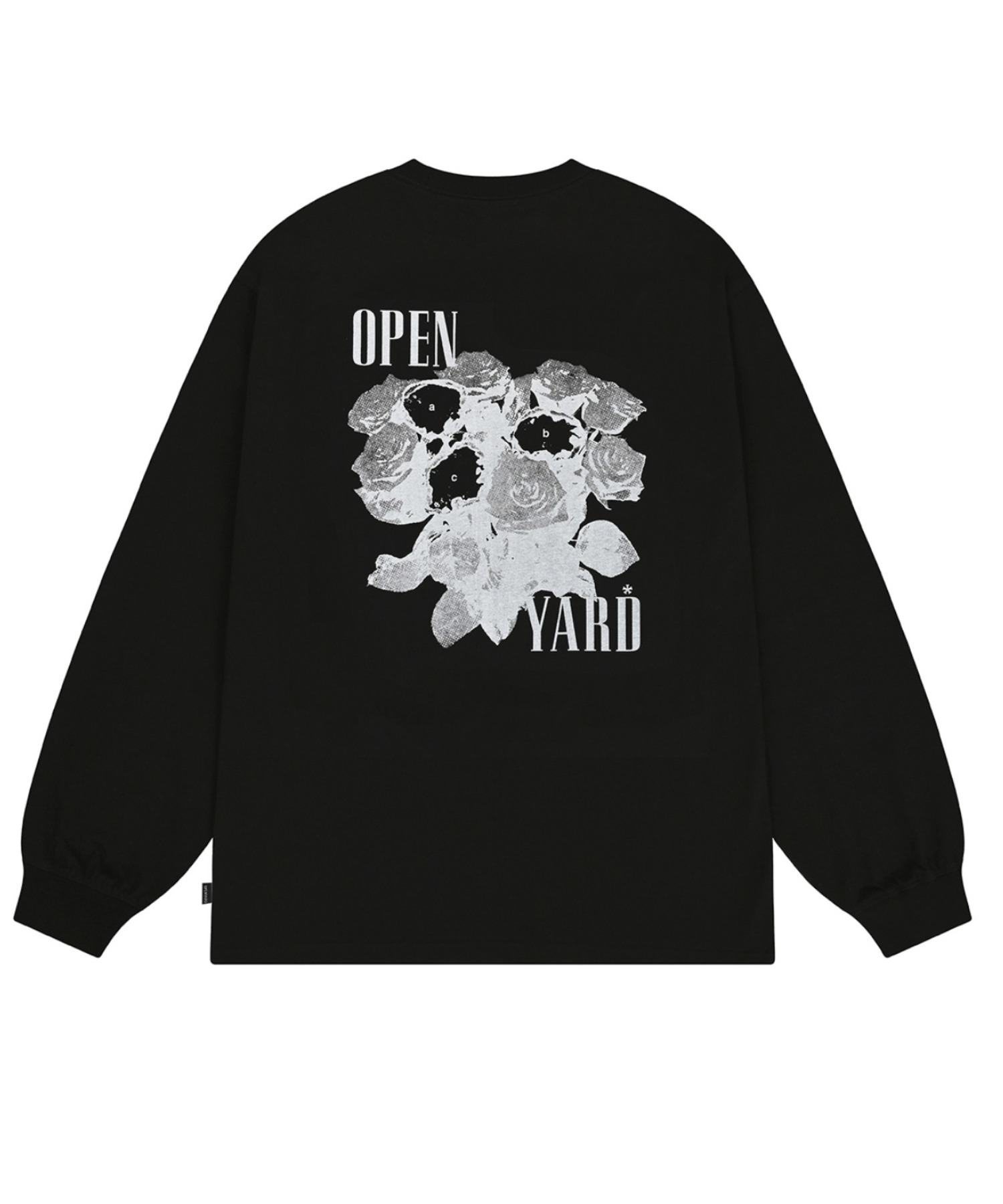 ozzoneste オッズオネスト 黒 長袖カットソー 牡丹柄プリント入