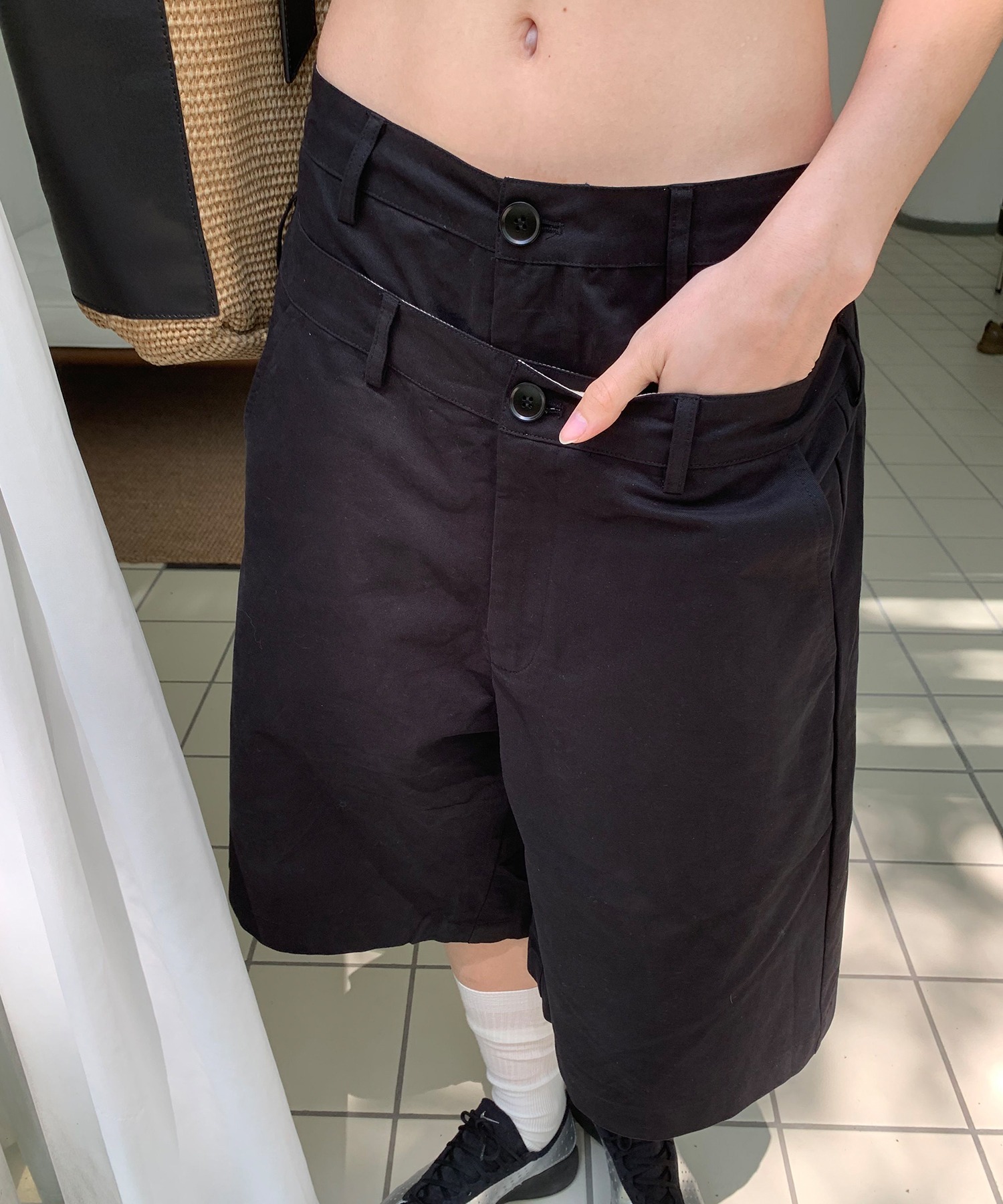 LONSLAN】ダブルウエストハーフパンツ LONW25s049-ファッション