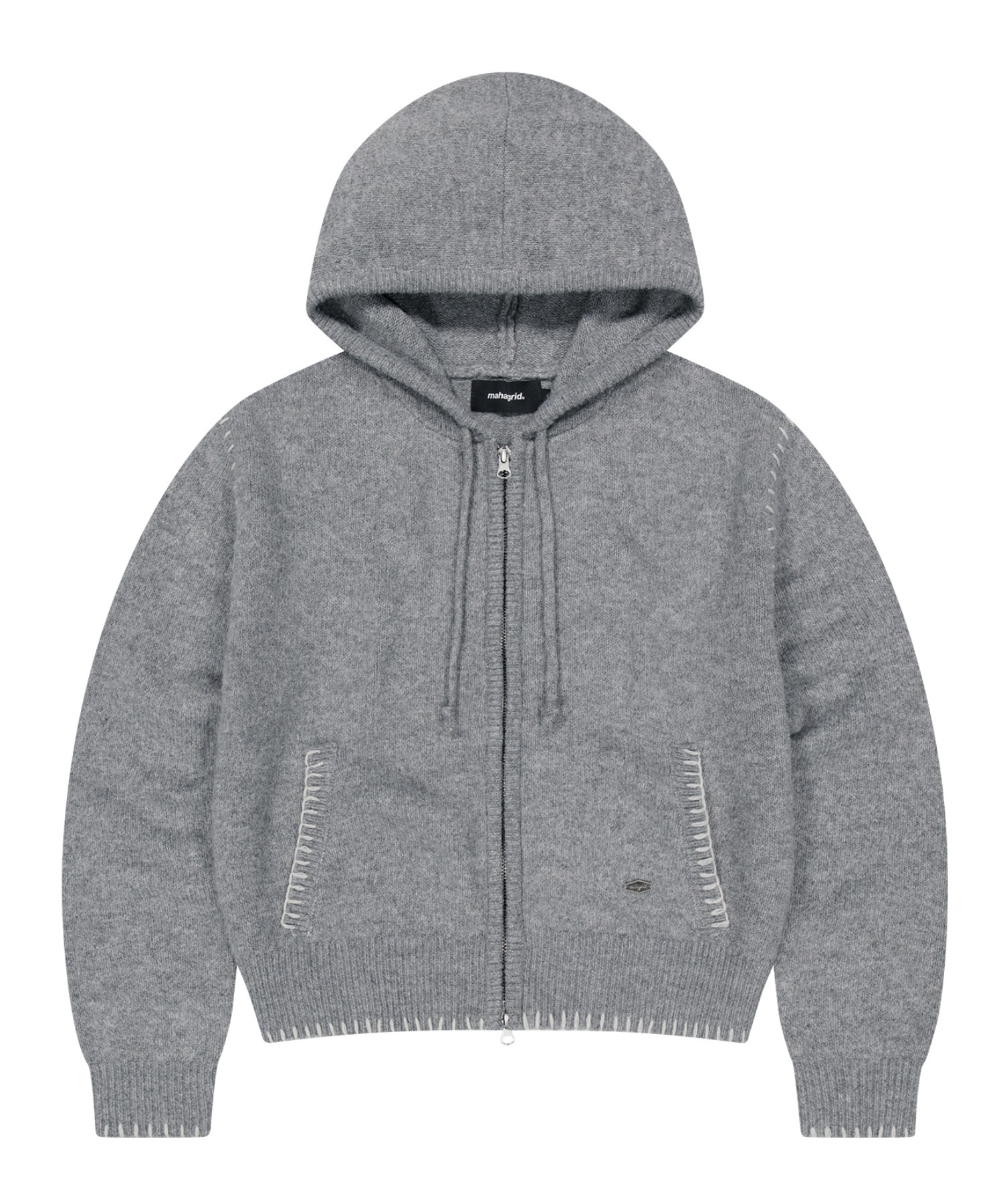 mahagrid/マハグリット』STITCH CROP HOODED ZIP UP KNIT/フード付き