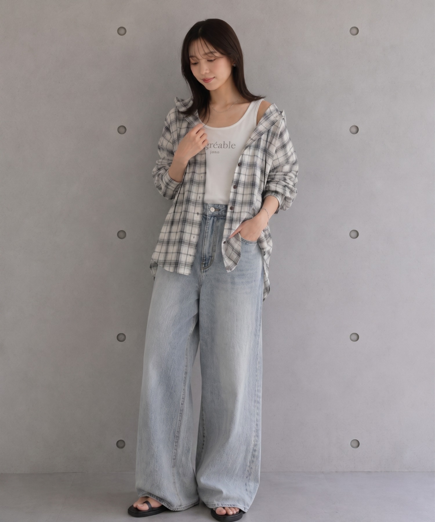 モデル身長：157cm
着用サイズ：FREE