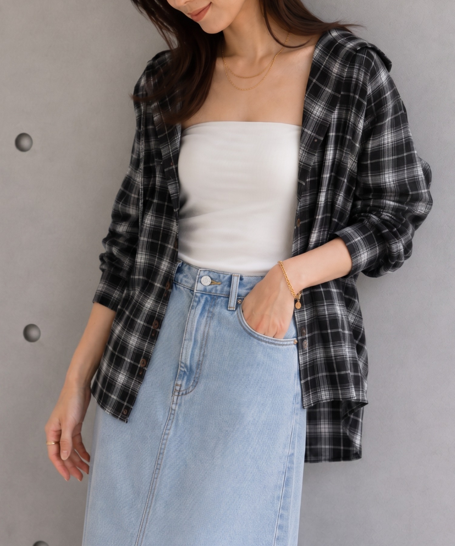 モデル身長：157cm
着用サイズ：FREE