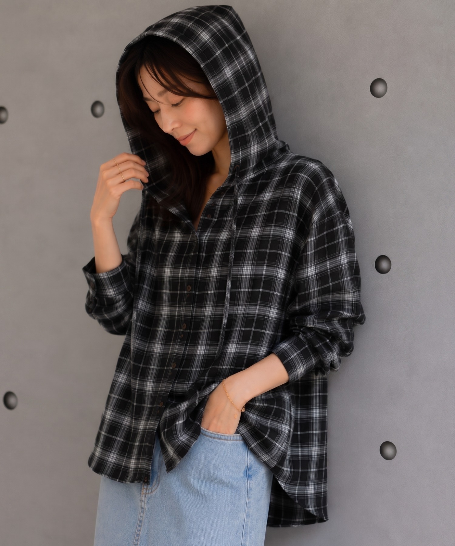 モデル身長：157cm
着用サイズ：FREE