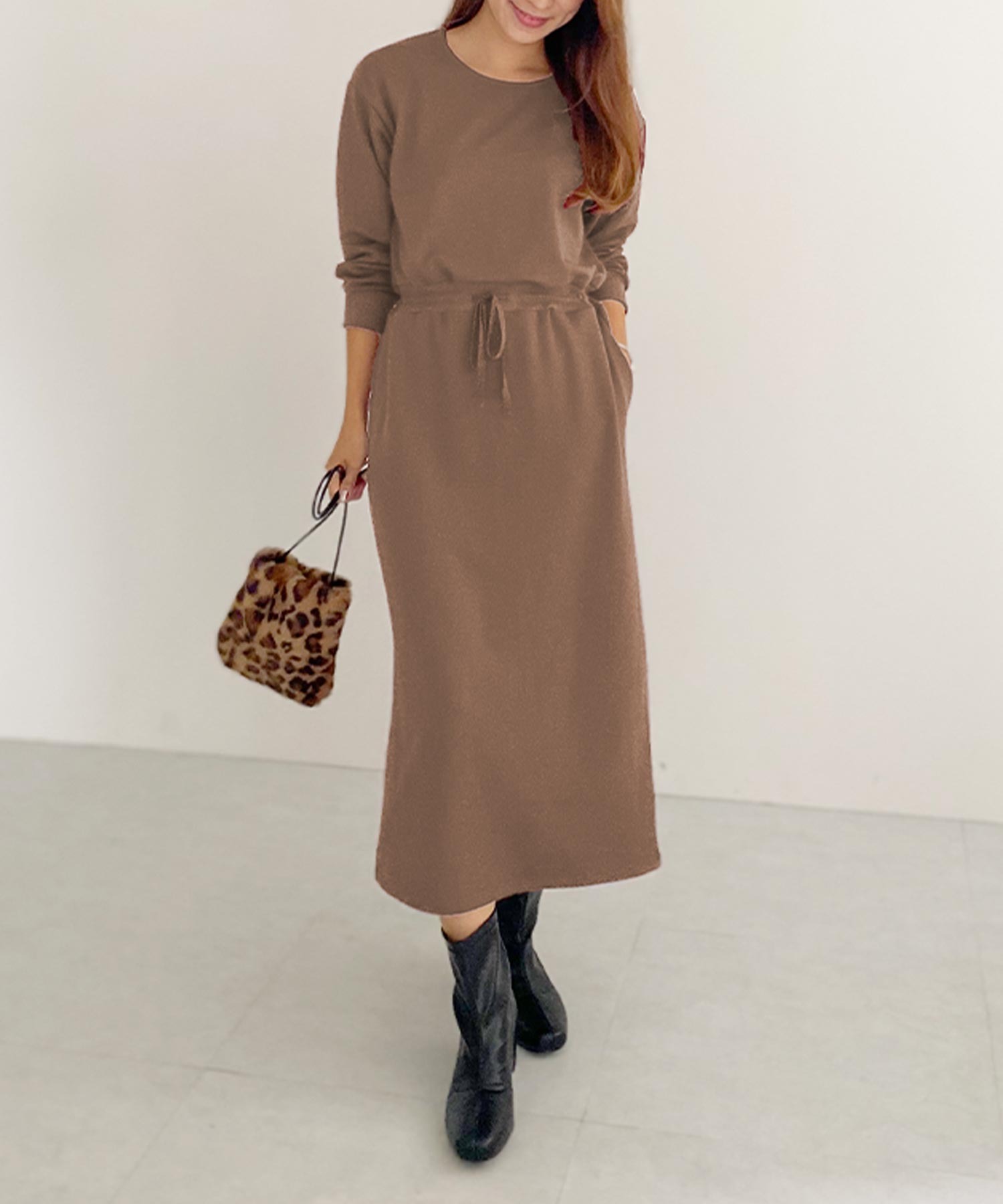 ウエストブラウジングワンピース