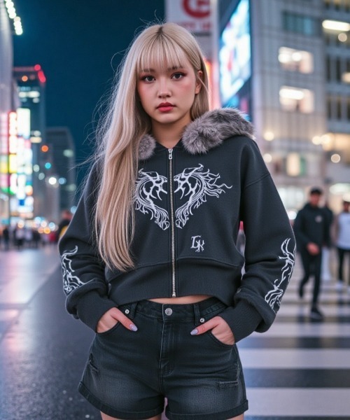 coome パーカー A'GEM/9 × .kom 『.kom/ドットケーオーエム』 /ファーフード付き