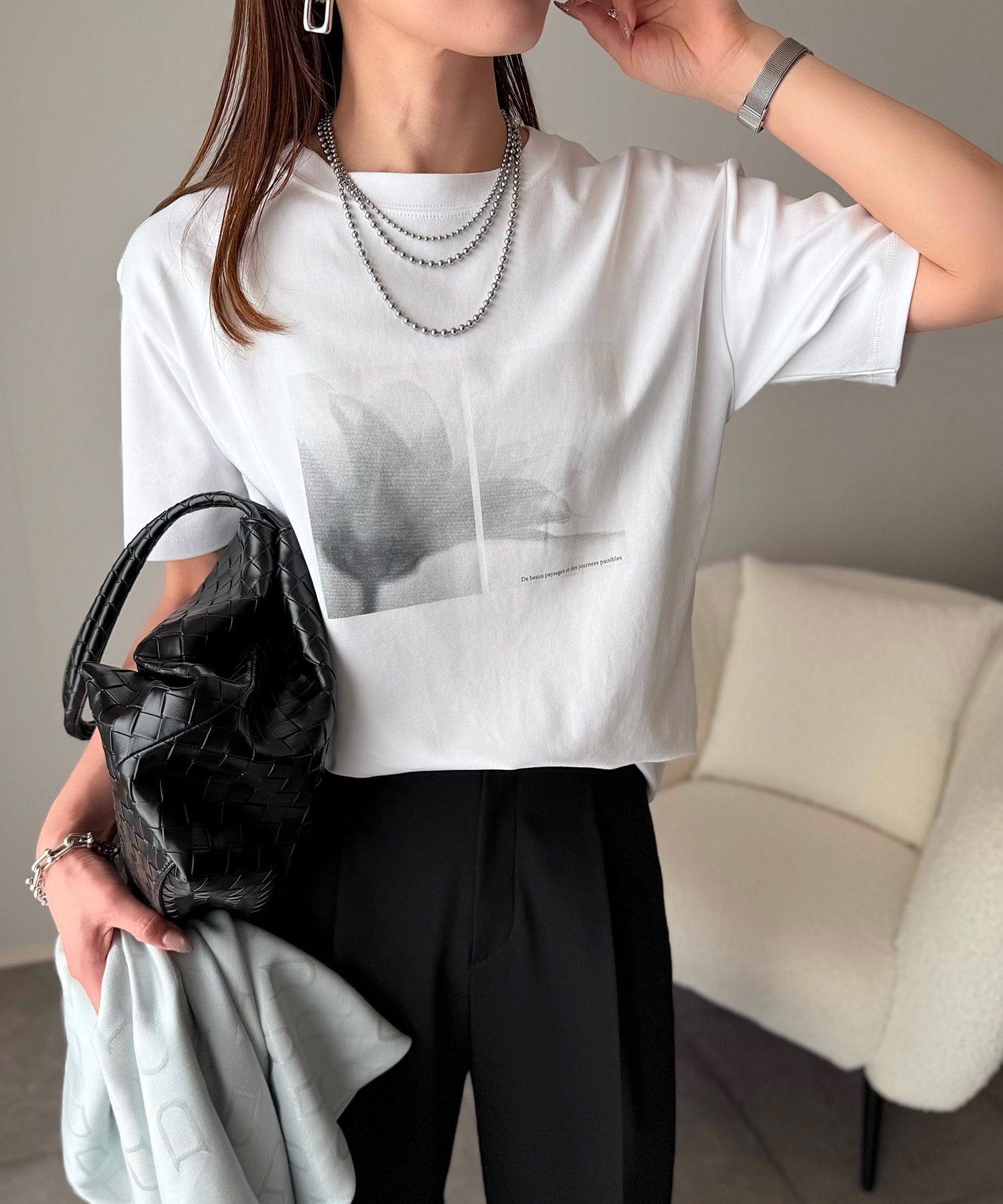 Drawer19SS新作六本木限定プリントエンブレムTEE 新色追加！】シルクタッチスムース大人ロゴプリントTシャツ Emma