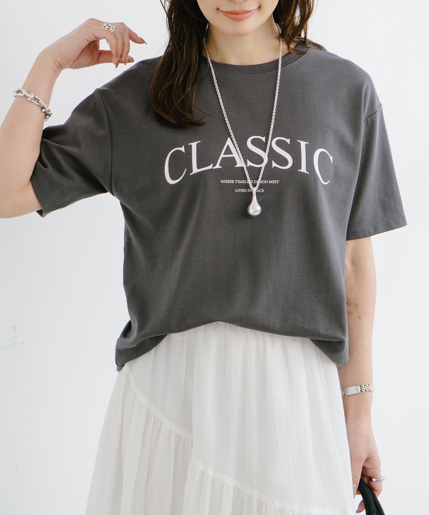 新色追加！】シルクタッチスムース大人ロゴプリントTシャツ Emma