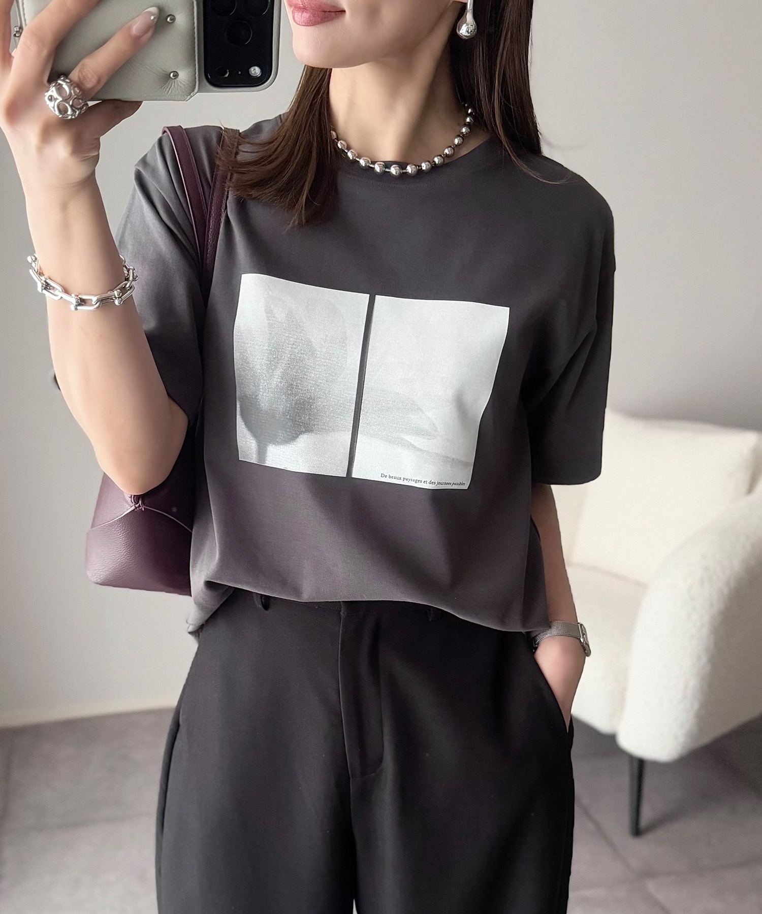 Drawer19SS新作六本木限定プリントエンブレムTEE 新色追加！】シルクタッチスムース大人ロゴプリントTシャツ Emma