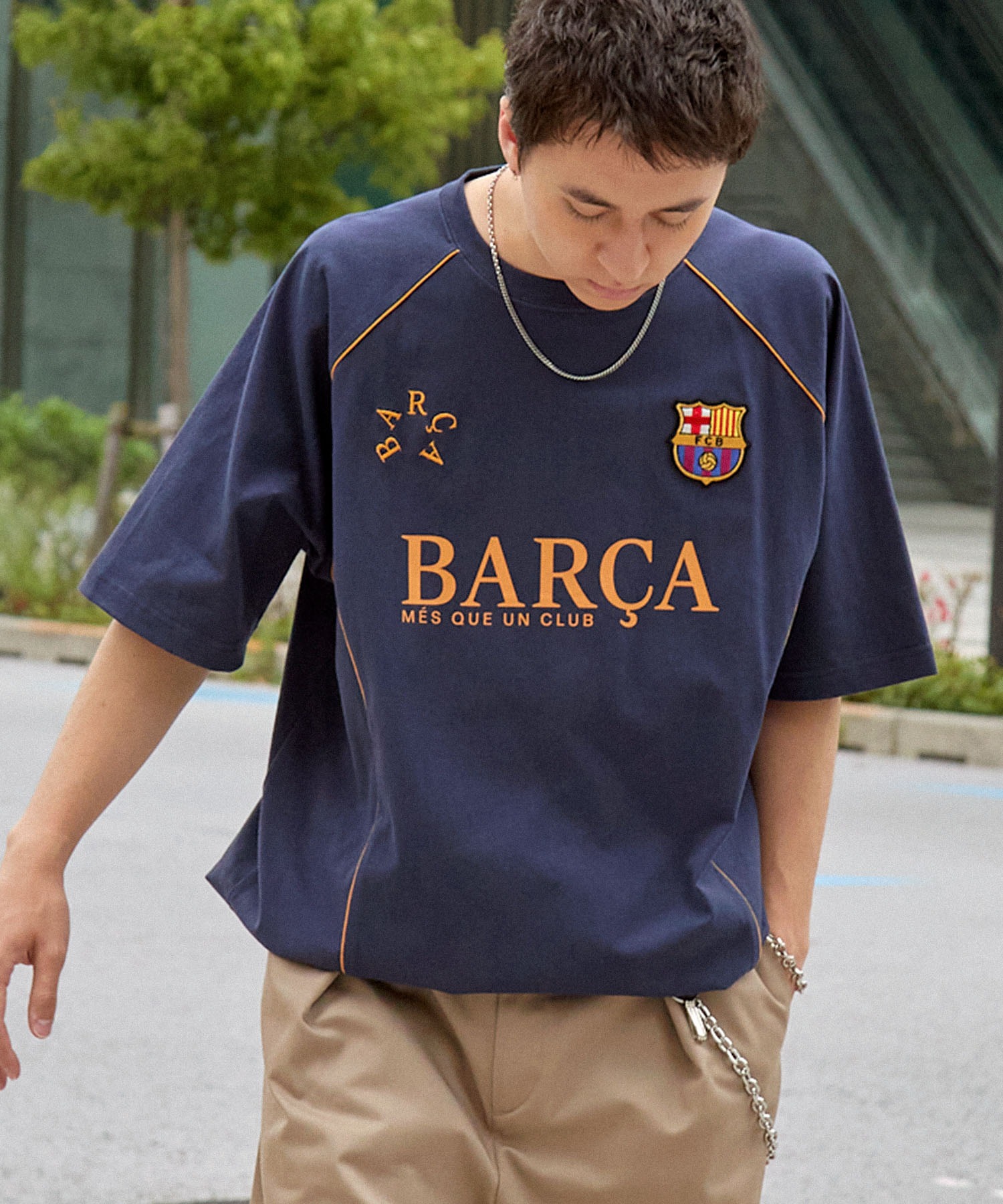 FC BARCELONA/FCバルセロナ】別注ドローコードラグラン袖サッカー