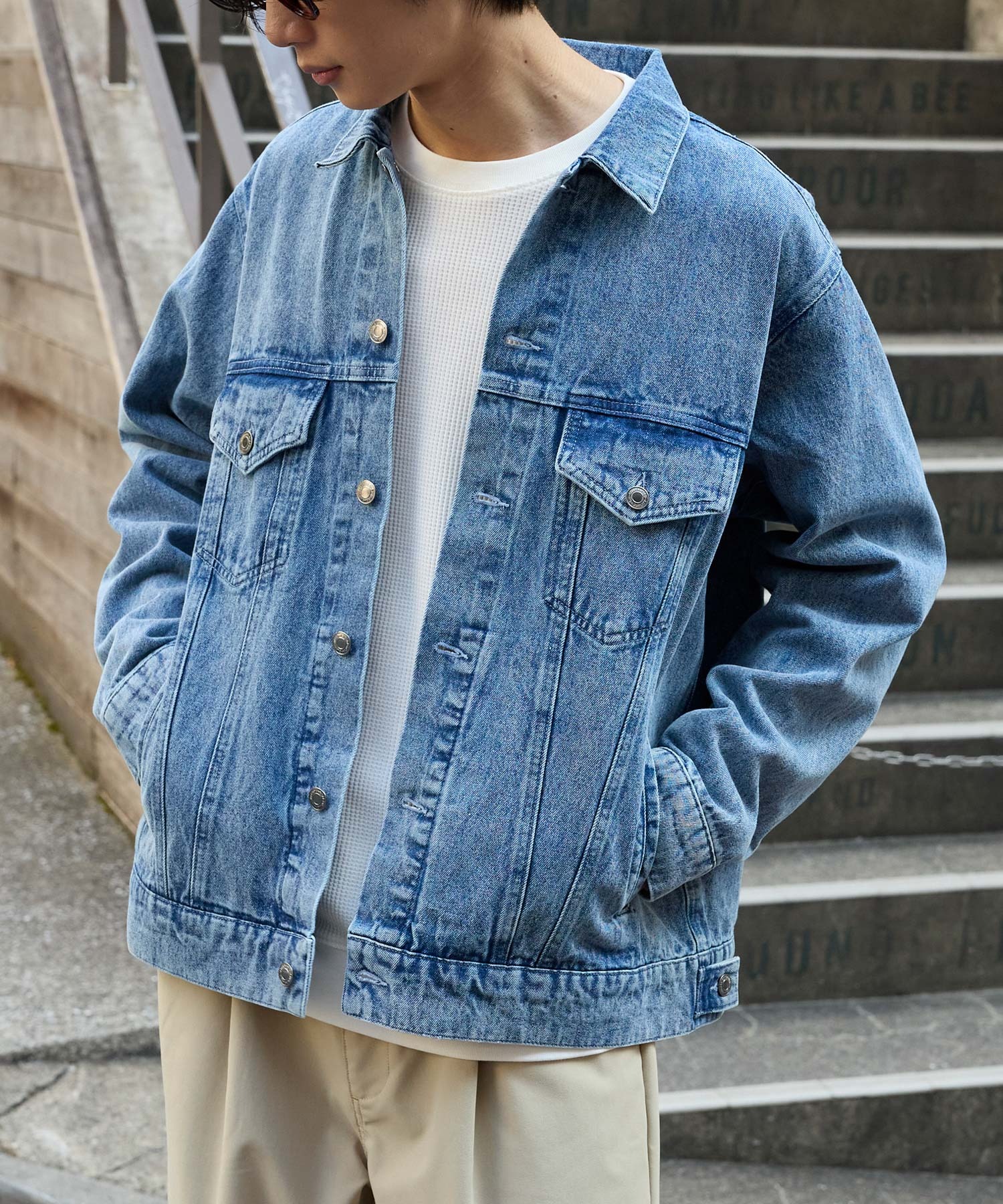 ヴィンテージライク オーバーサイズデニムジャケット MONO-MART