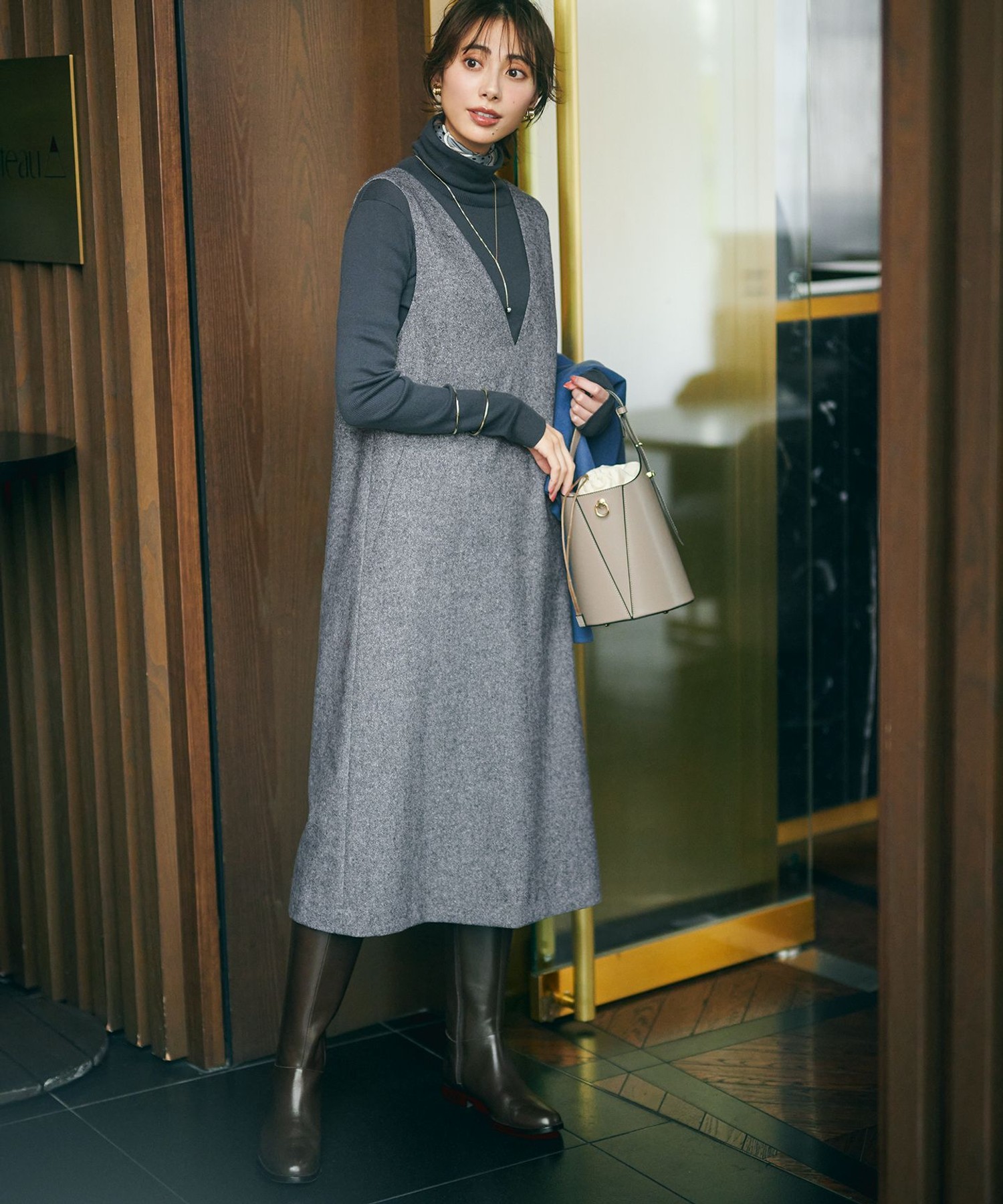 シルクネップツイード ジャンパースカート