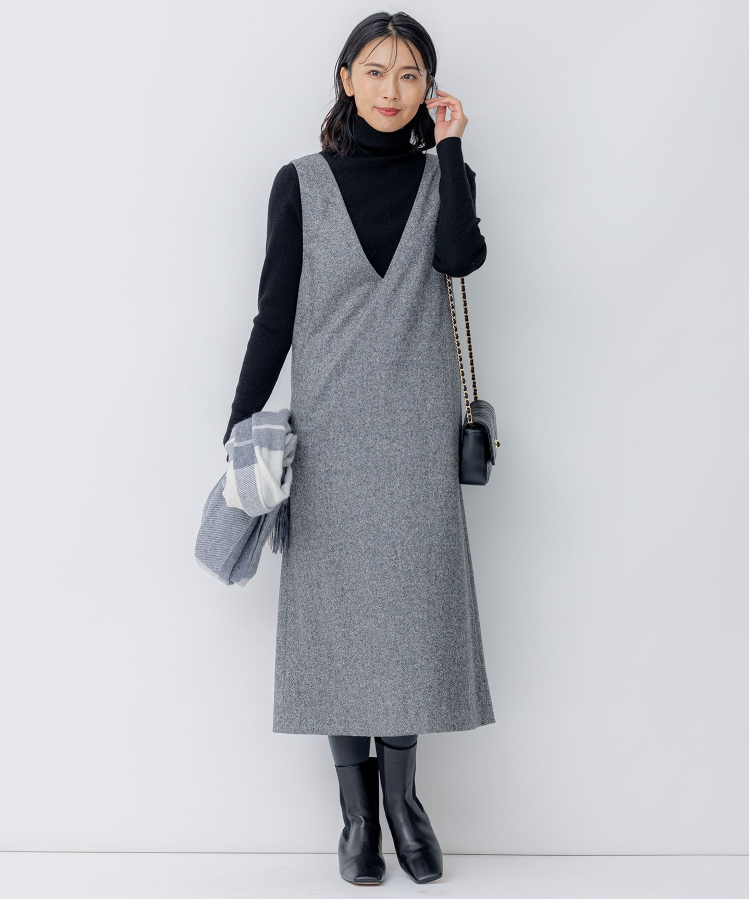 シルクネップツイード ジャンパースカート