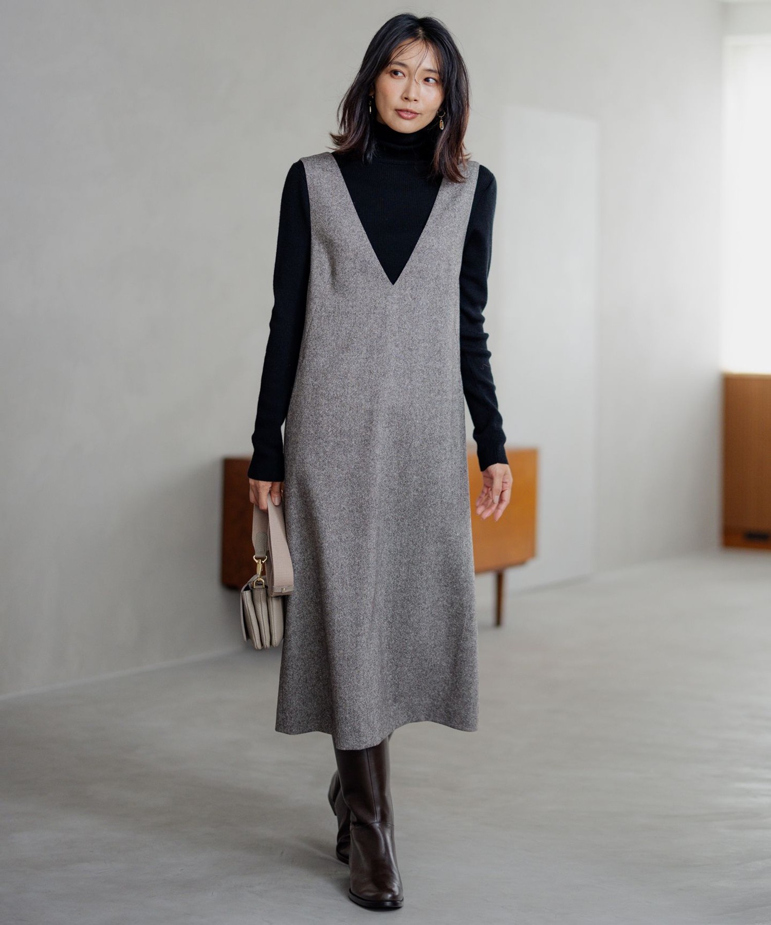 シルクネップツイード ジャンパースカート