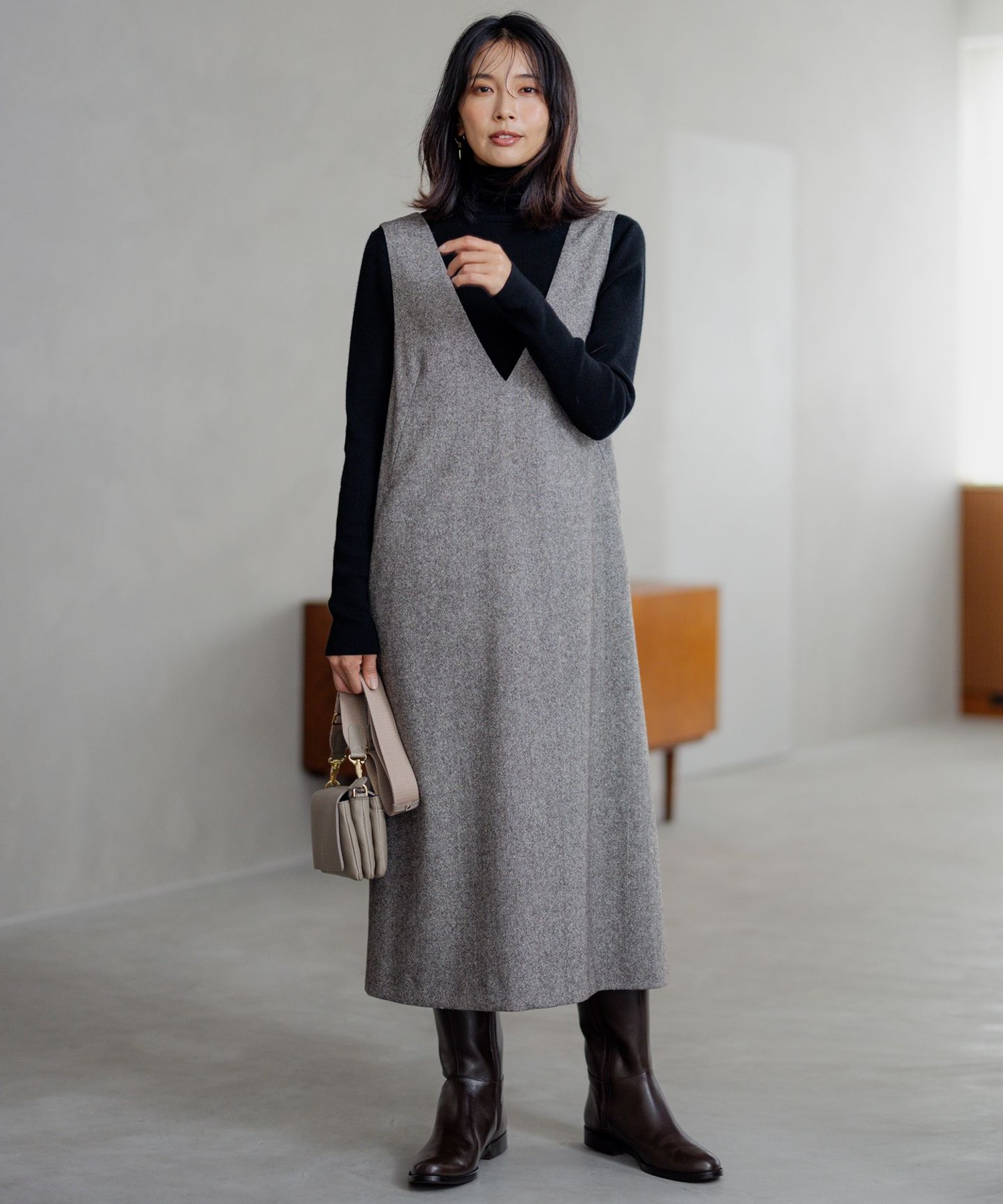 シルクネップツイード ジャンパースカート