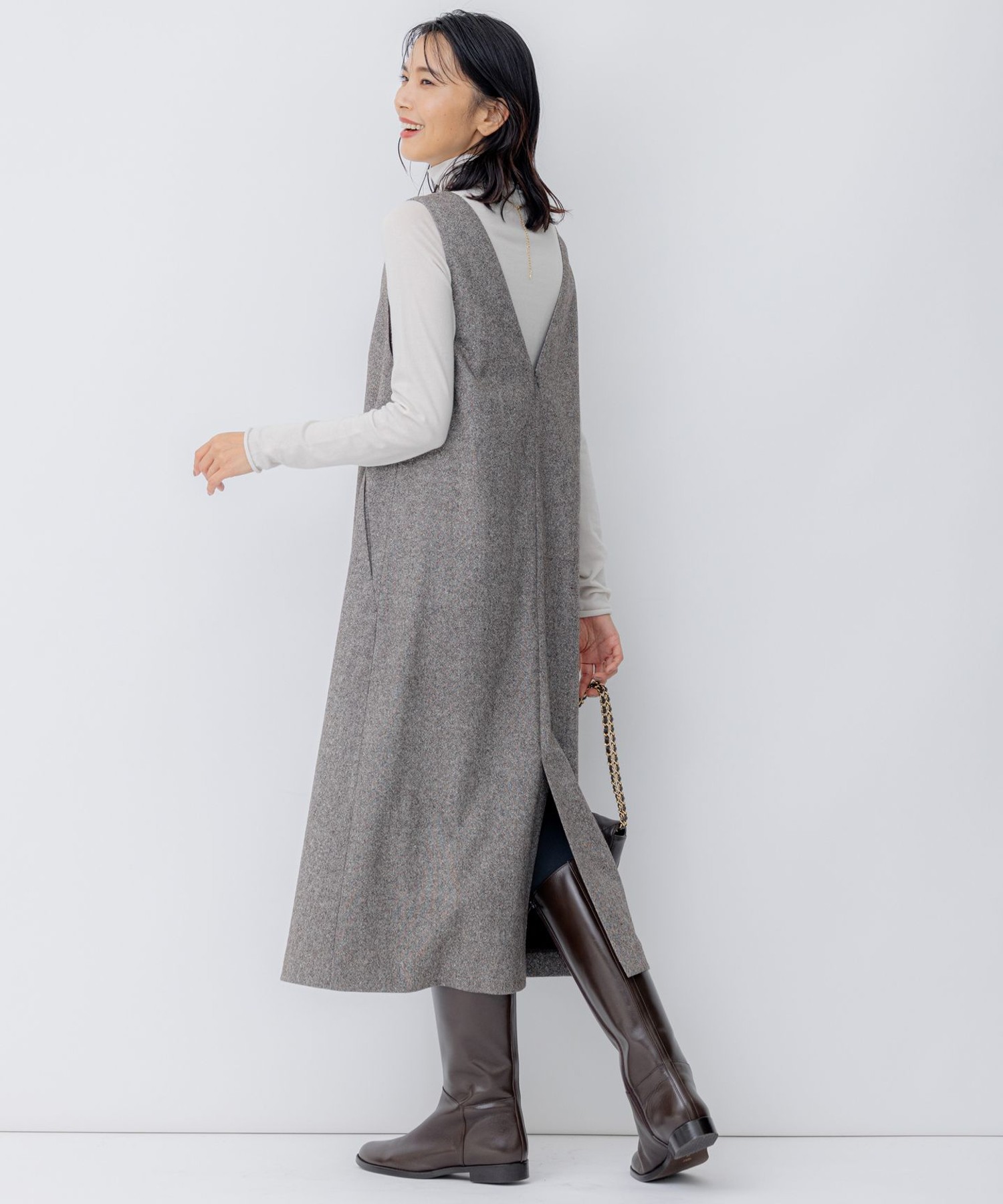 シルクネップツイード ジャンパースカート