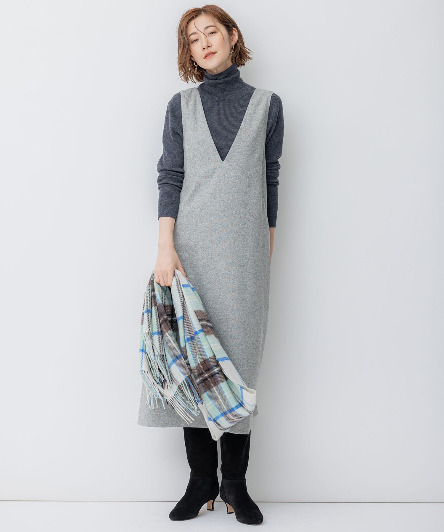 シルクネップツイード ジャンパースカート