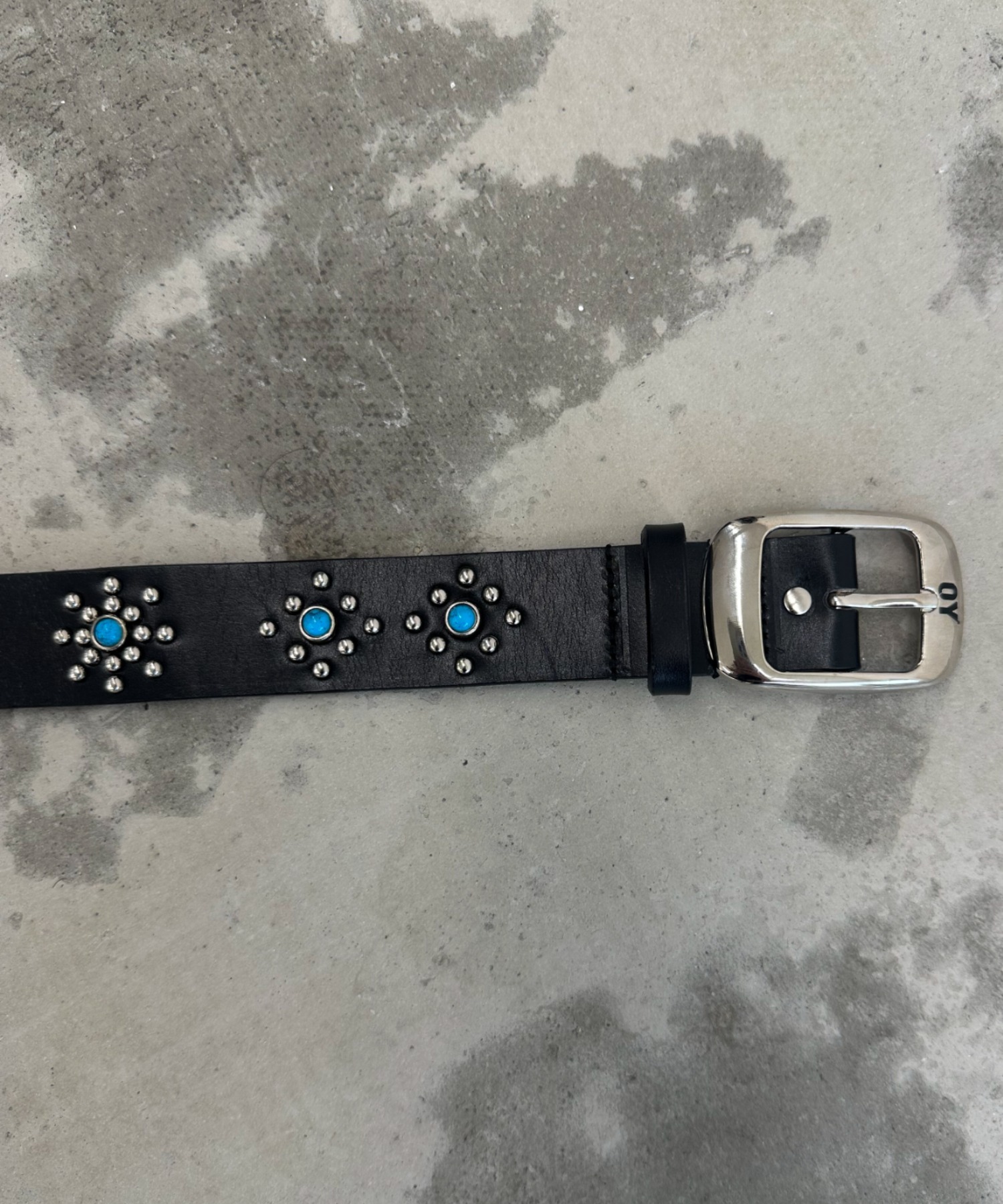 ★OY★TURQUOISE STUD BELT - BLACK★正規品/韓国直送料込/人気 OY/オーワイ』 TURQUOISE STUD BELT/ターコイズスタッズベルト