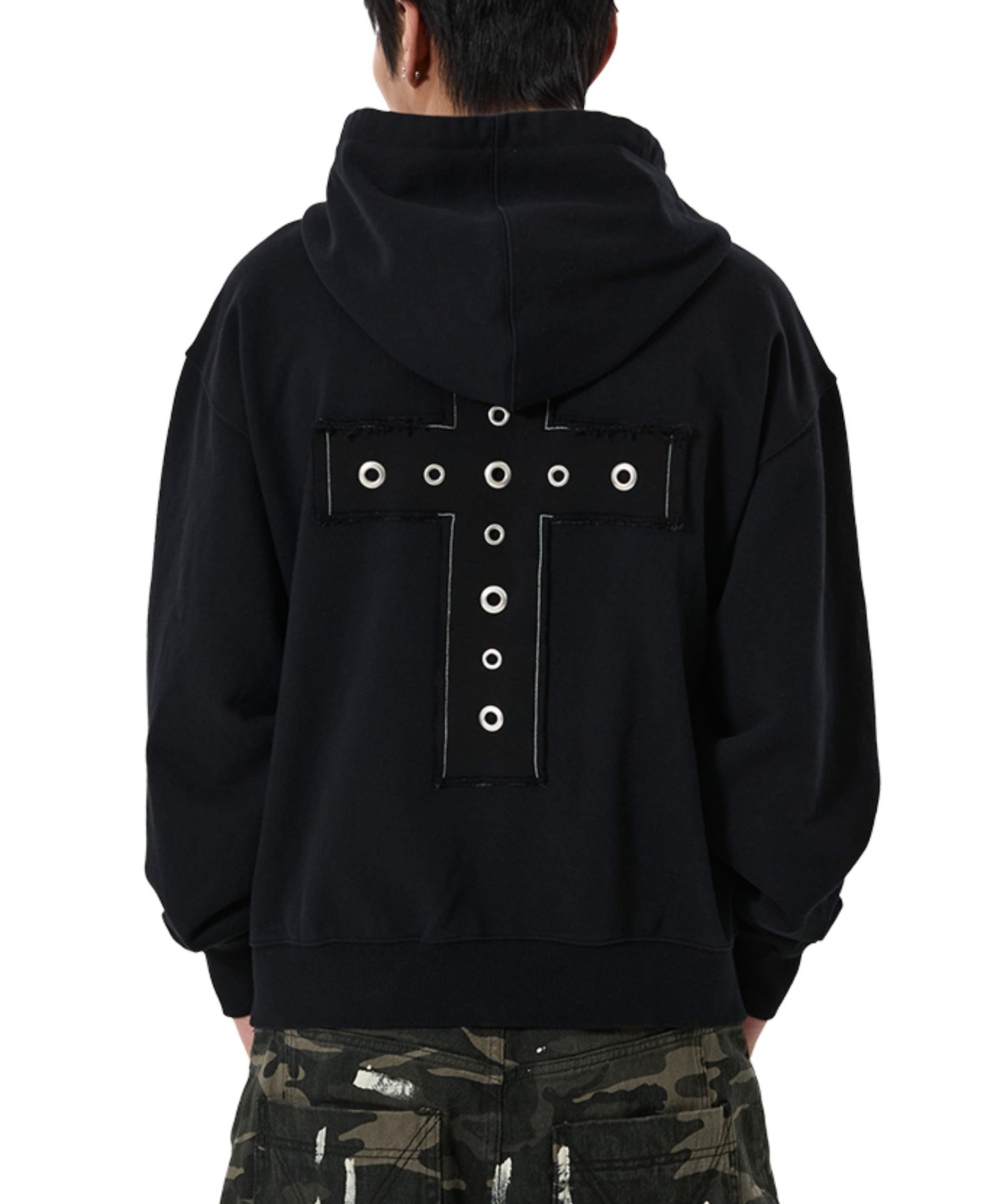 OUAT 0009009JKT ジップパーカー フーディ 黒 サイズ2 OY/オーワイ』DIVINE STUDDED HOODIE ZIP UP/ディヴァインスタディッド