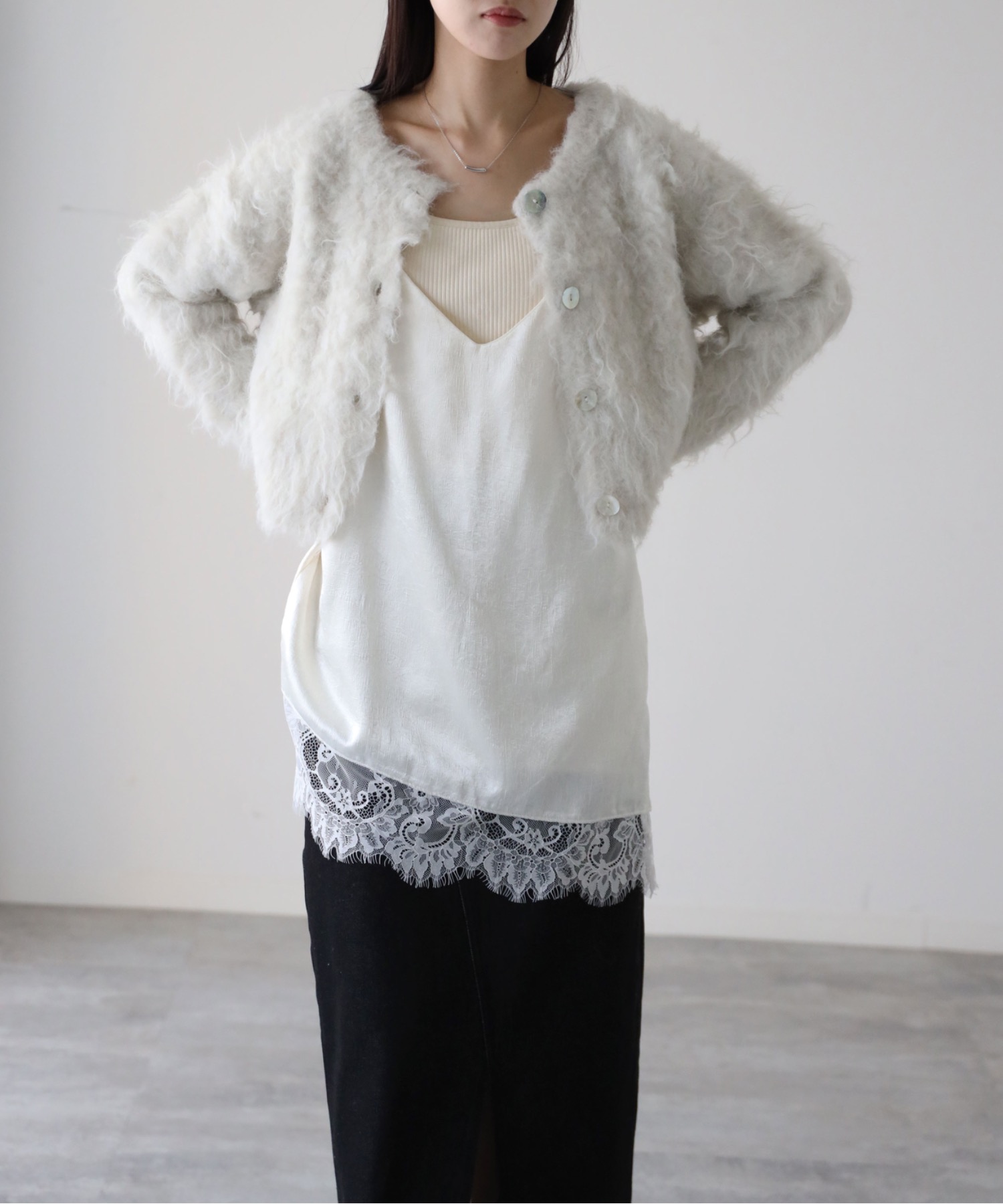 model：164cm. 着用サイズ：FREE