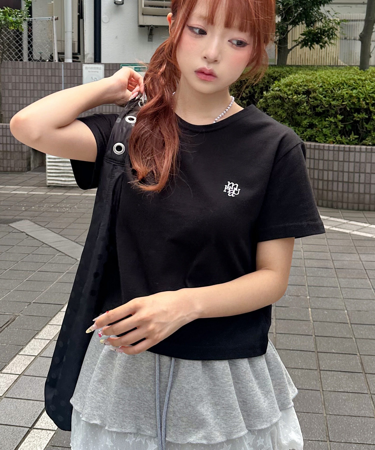 【オーダーページ】AgustDcat アミボムピアス セットアップ対応】《AMIE original》エンボス ペプラムトップス