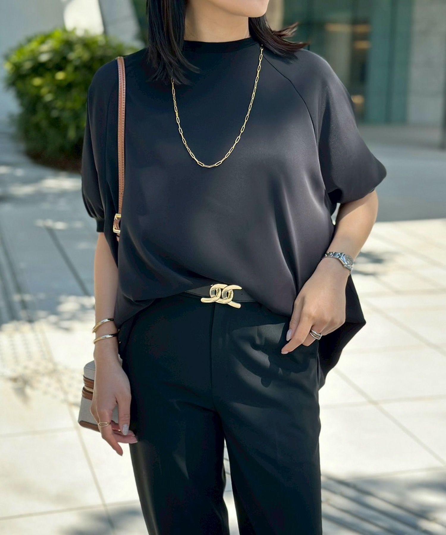 ブラック 長袖 ブラウス バックジップ eM by Emma Taylor バックジップTブラウス eM by Emma Taylor