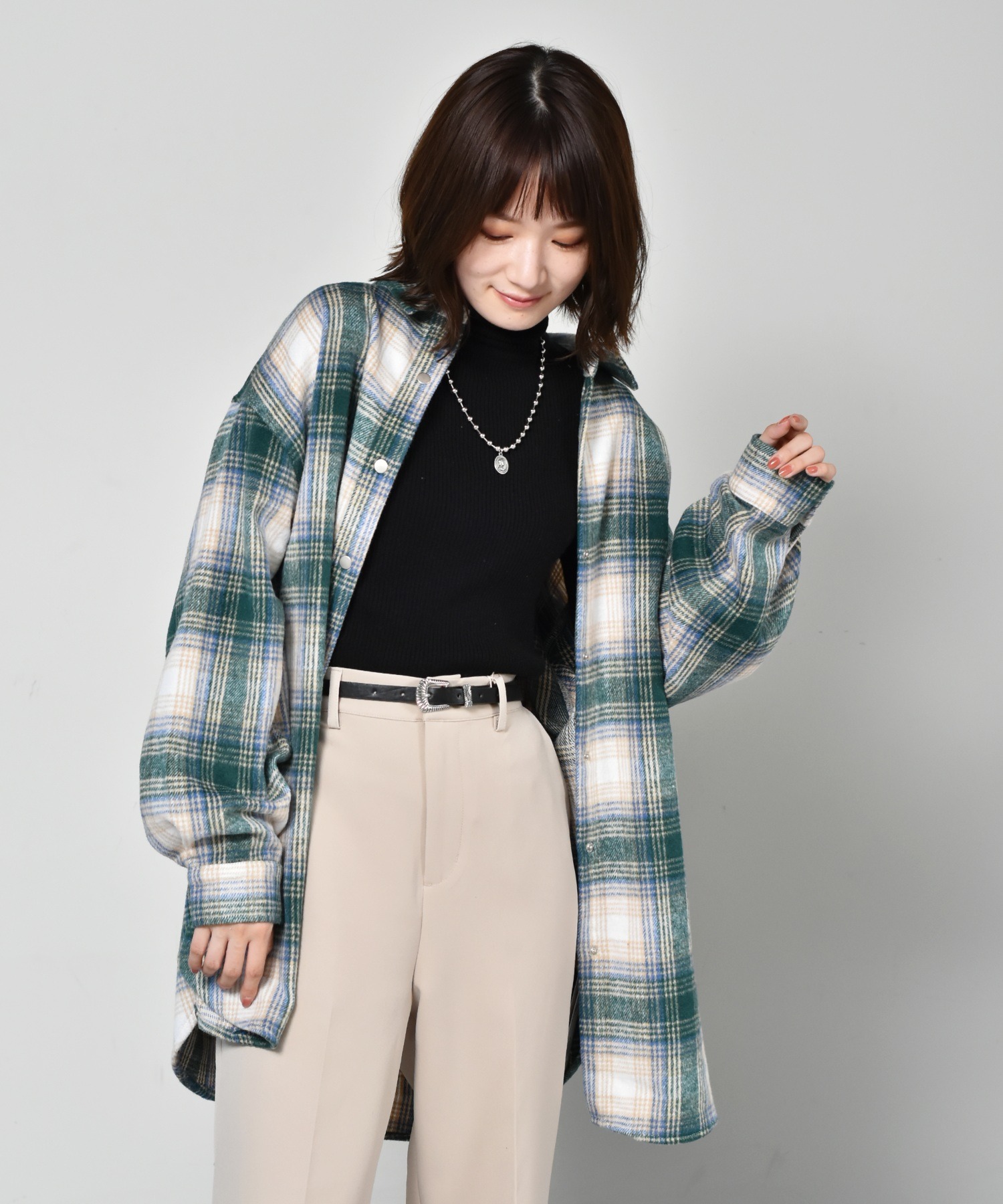 ドット釦チェックbigシャツ Retro Girl Retro Girl Online Store レトロガールオンラインストア