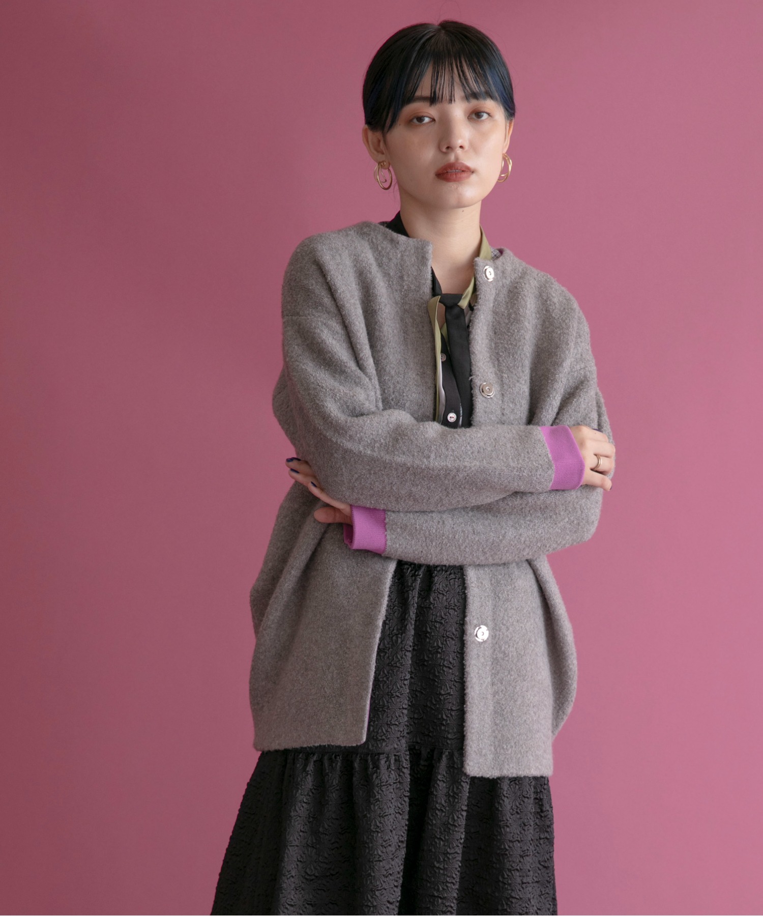 ○日本正規品○ Eimee Law 接結コクーンミドル丈ニットコーディガン