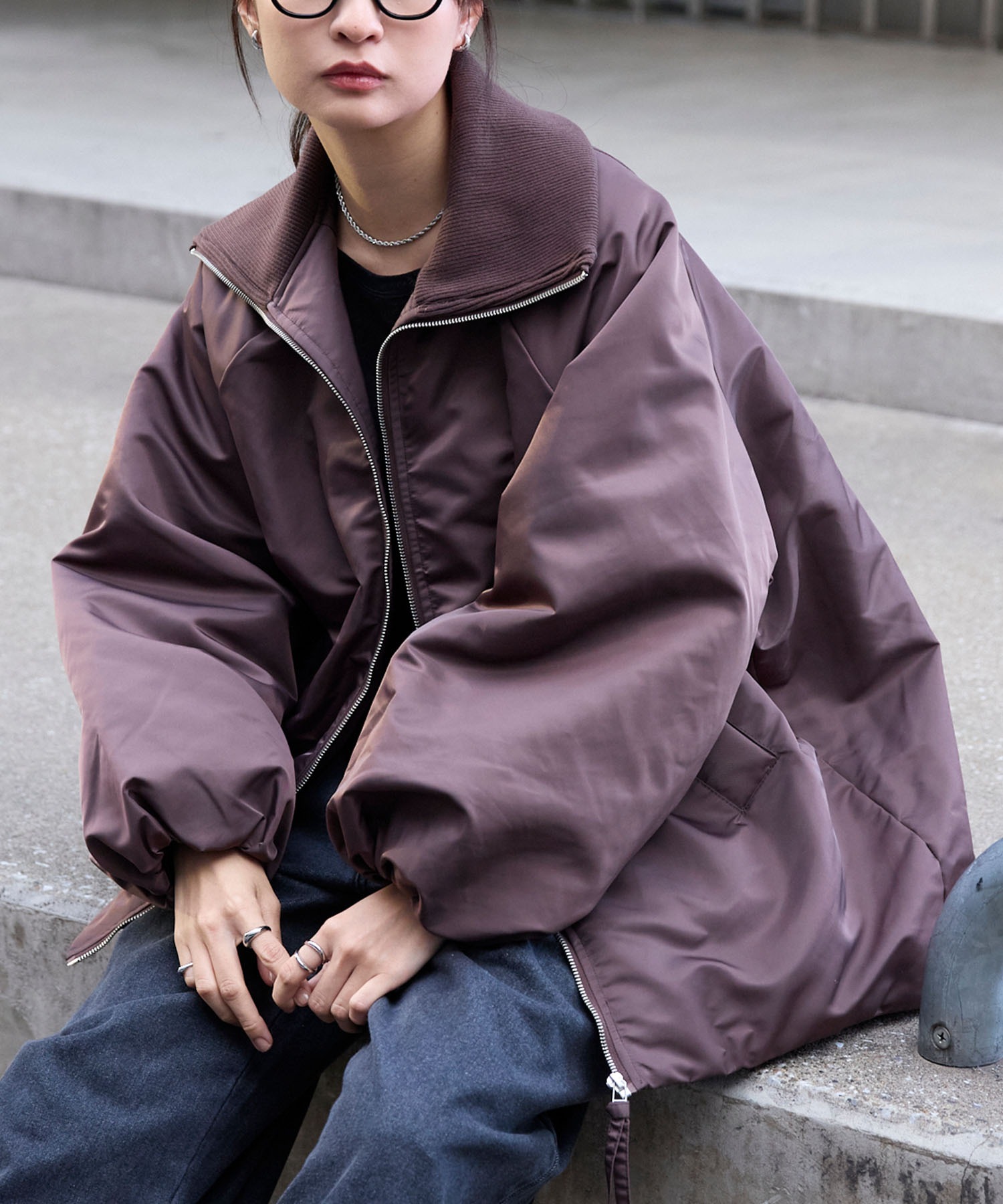 Left to Suffer/Leap of Death　商品説明ご確認ください リブタートルオーバーサイズ 中綿ジップブルゾン MONO-MART│MONO-MART