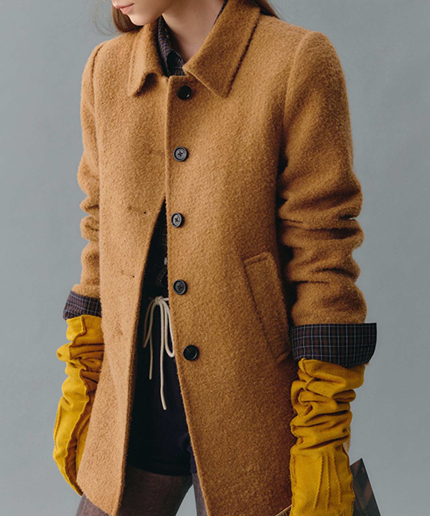 ミドル丈 ウール ステンカラーコート FD24W394【Fano Studios