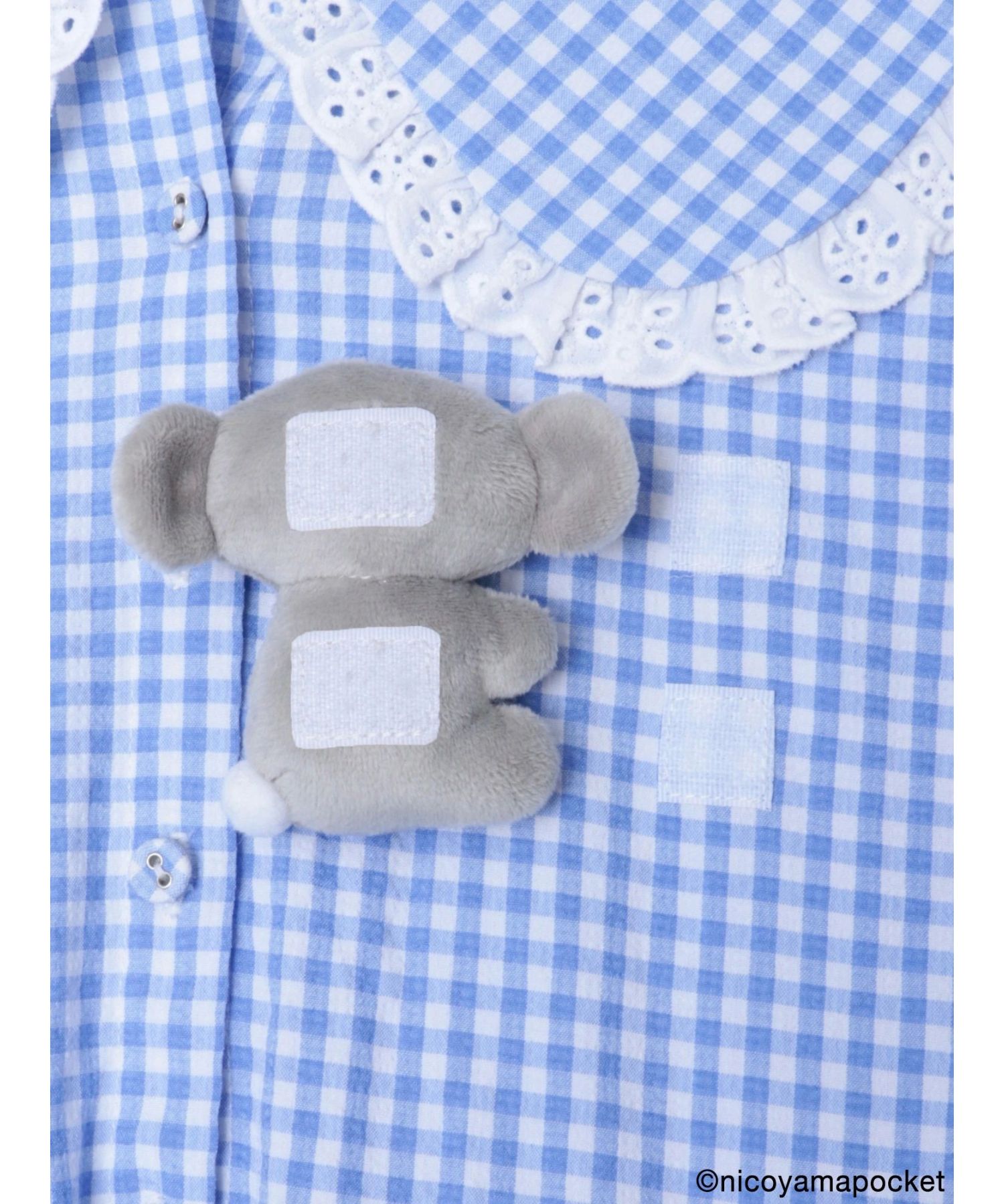 にこやまポッケ】おすわりコアラのぬいぐるみギンガムチェックワンピース