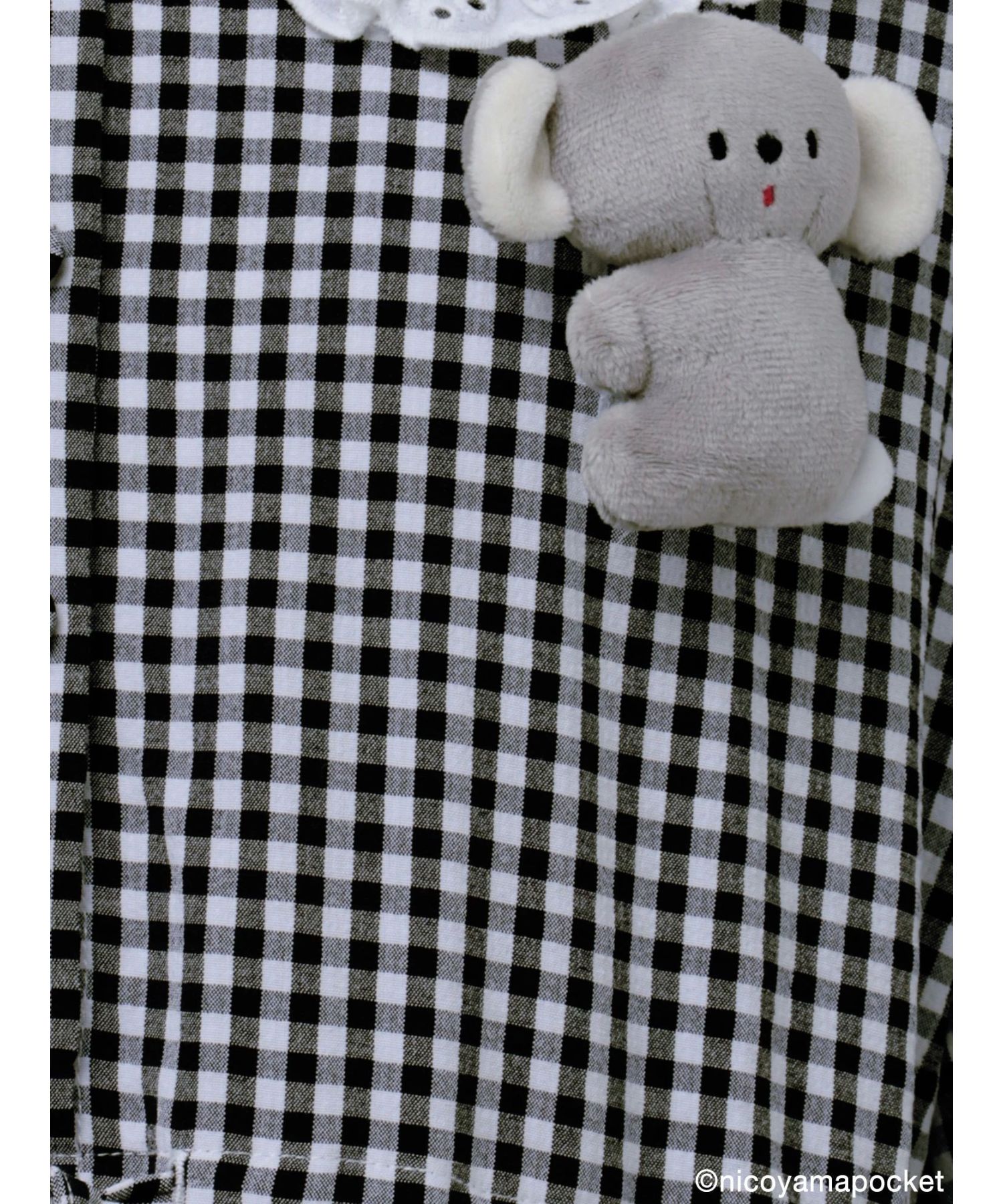 にこやまポッケ】おすわりコアラのぬいぐるみギンガムチェックワンピース