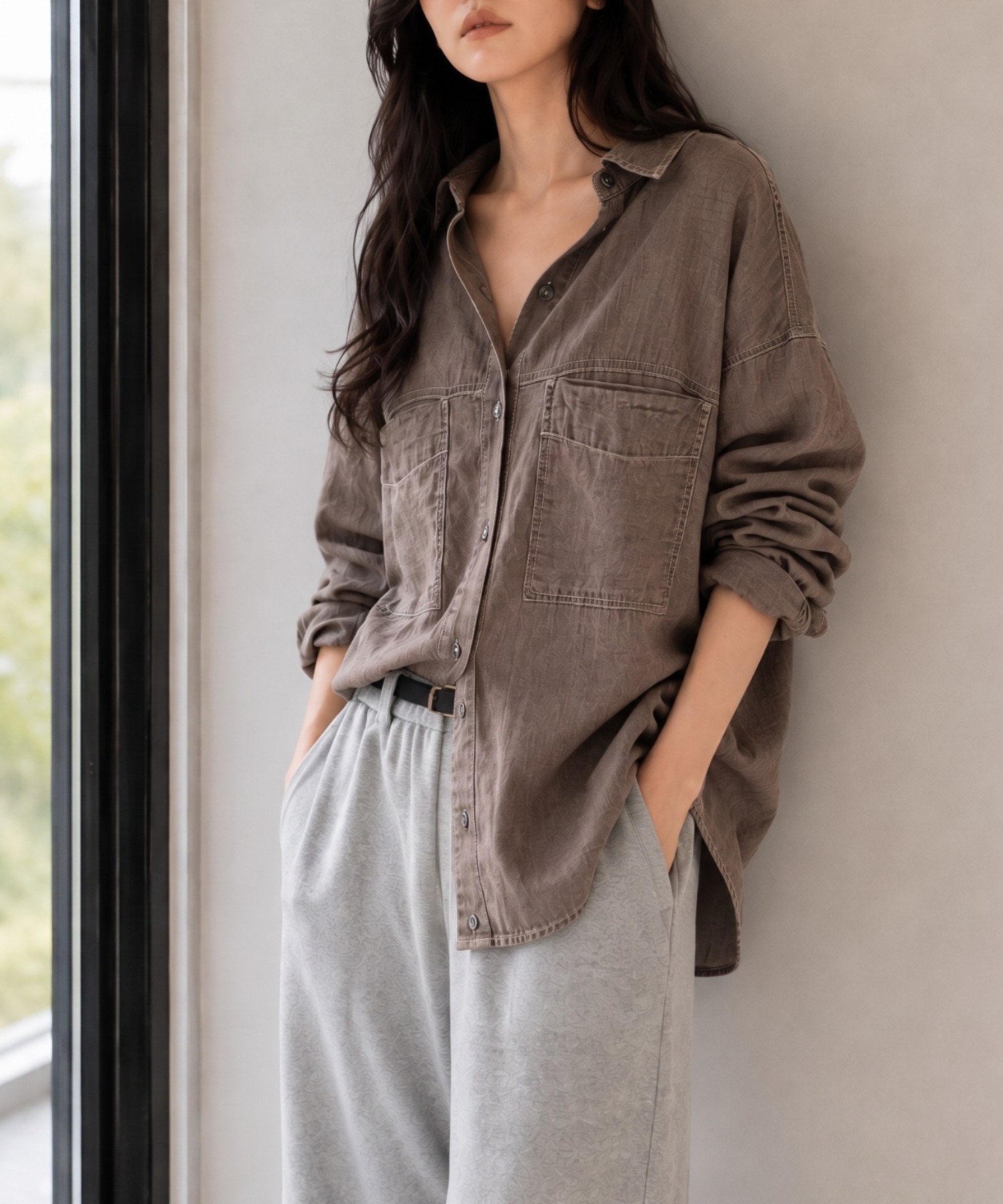 新色：ブラウン
model：157cm 着用サイズ：FREE