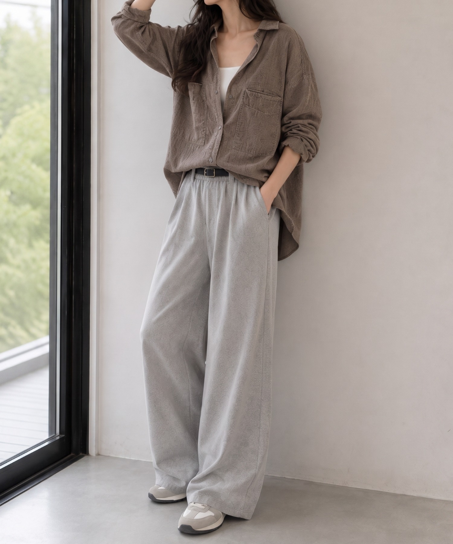 新色：ブラウン
model：157cm 着用サイズ：FREE