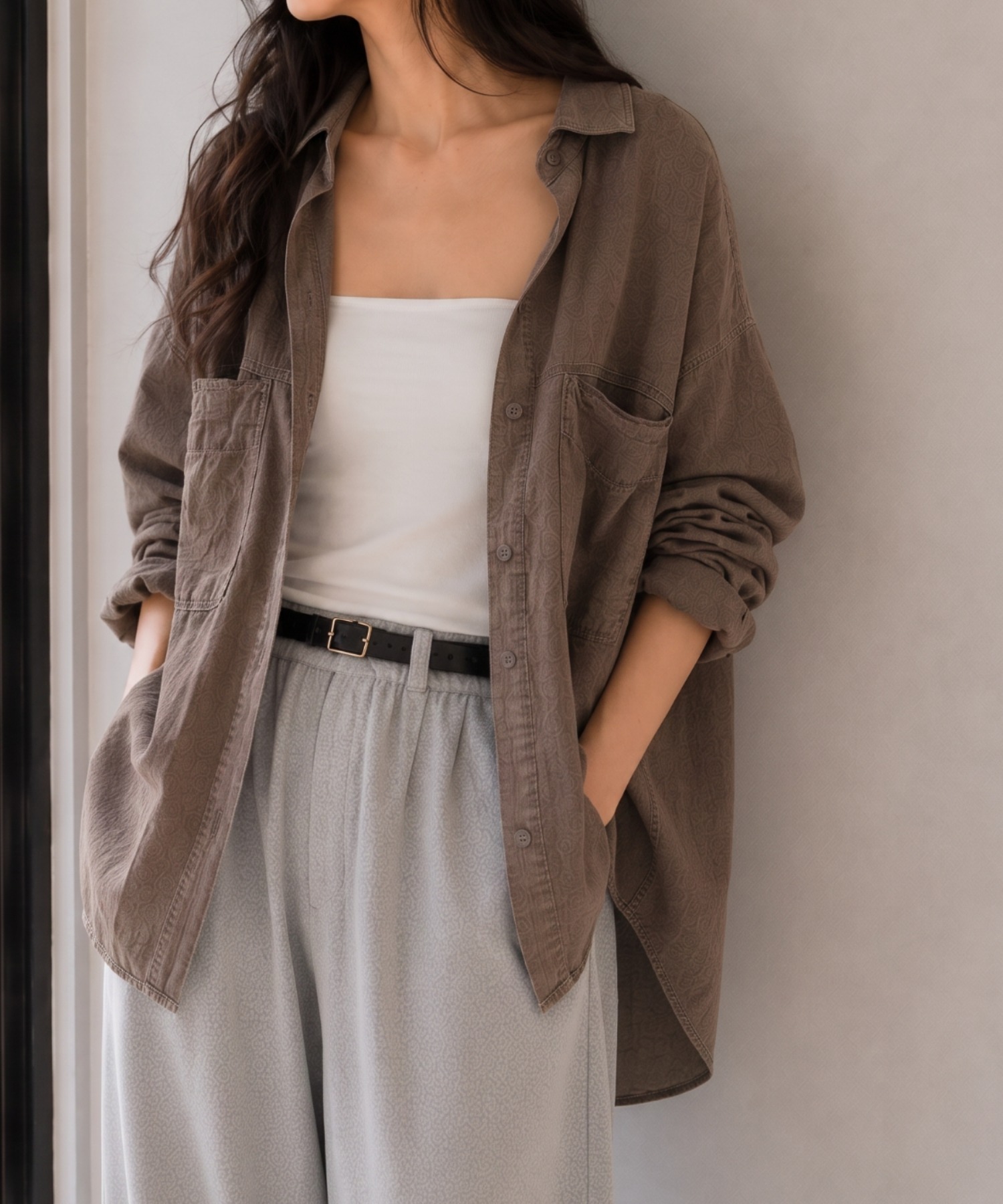 新色：ブラウン
model：157cm 着用サイズ：FREE