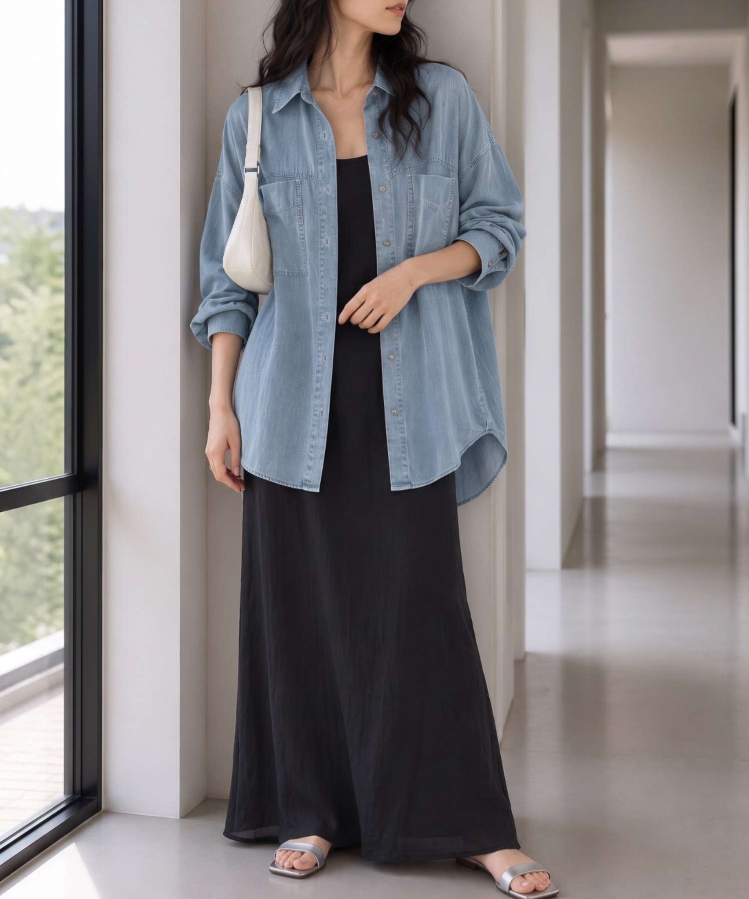 新色：ライトブルー
model：157cm 着用サイズ：FREE