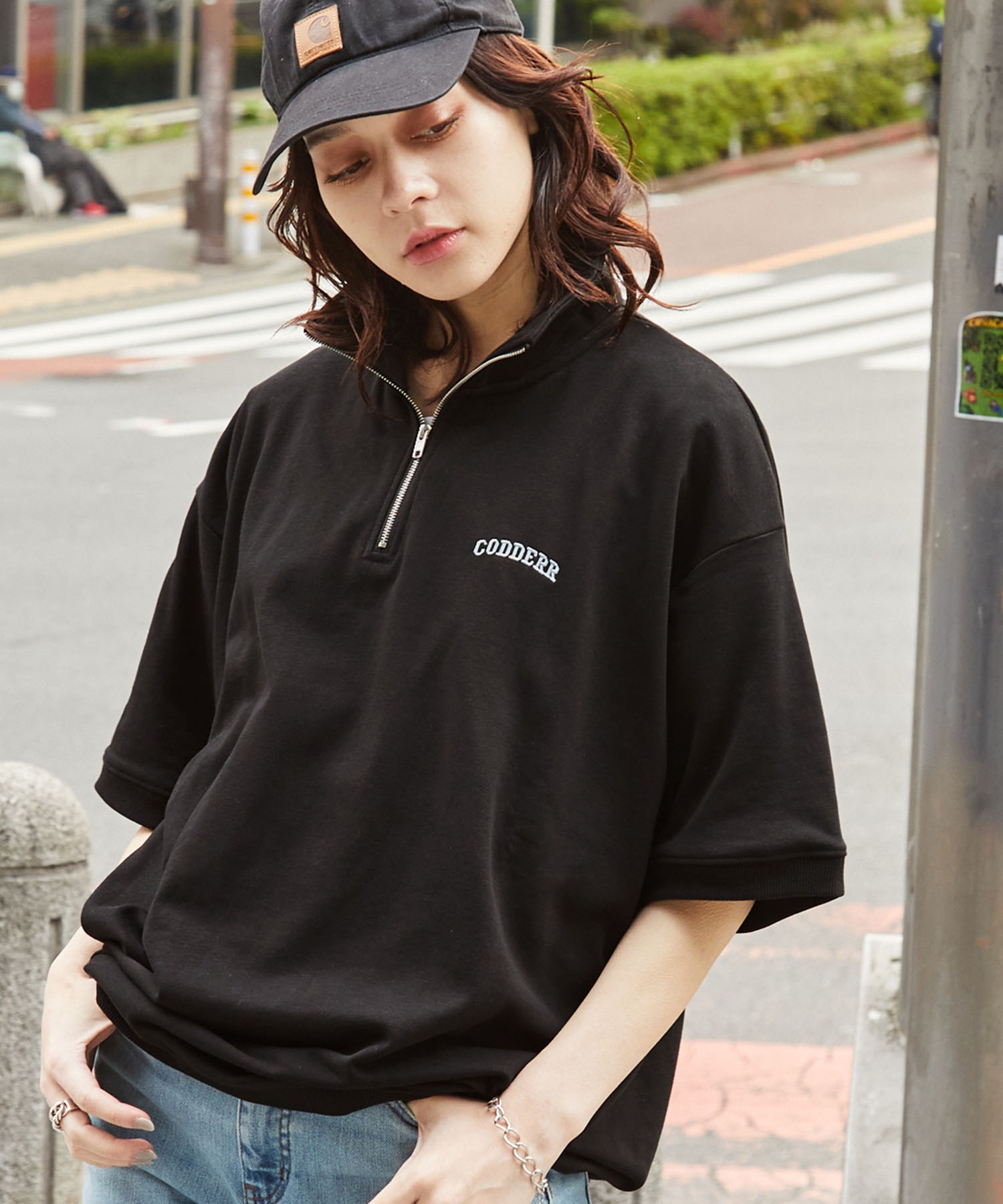 90's ellesse フリース ハーフジップ ビッグシルエット