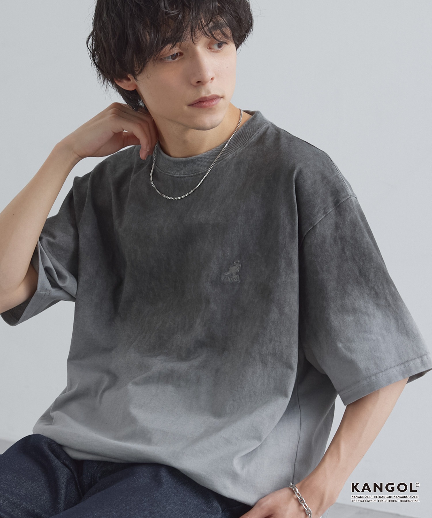 【L.E.D別注】GUHROOVY 半袖 Tシャツ M【入手困難】 KANGOL/カンゴール 別注 ワンポイントロゴ刺繍 スプレー加工