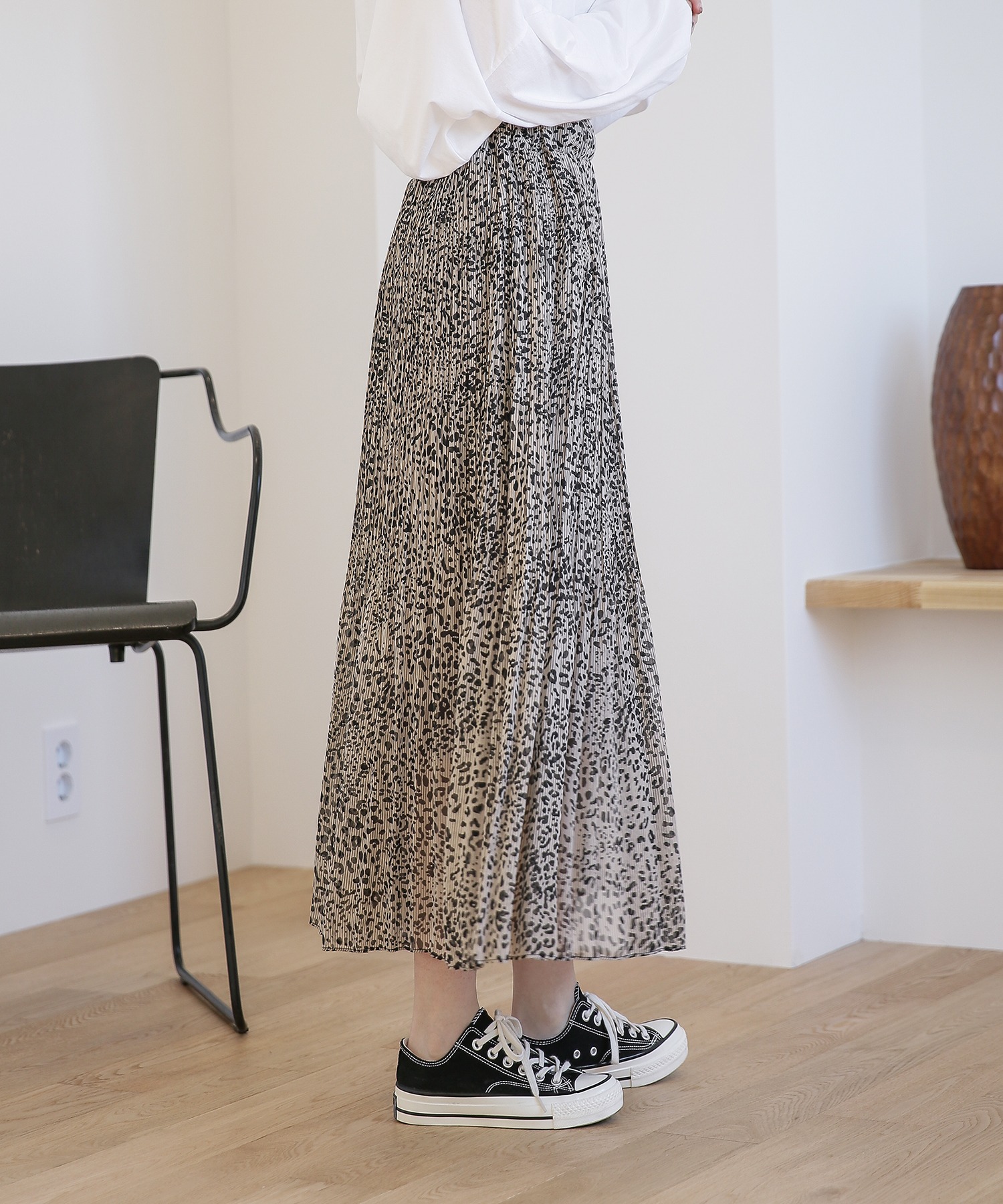 By Muni Rレオパード ロングスカート メーカー直売 プリーツ
