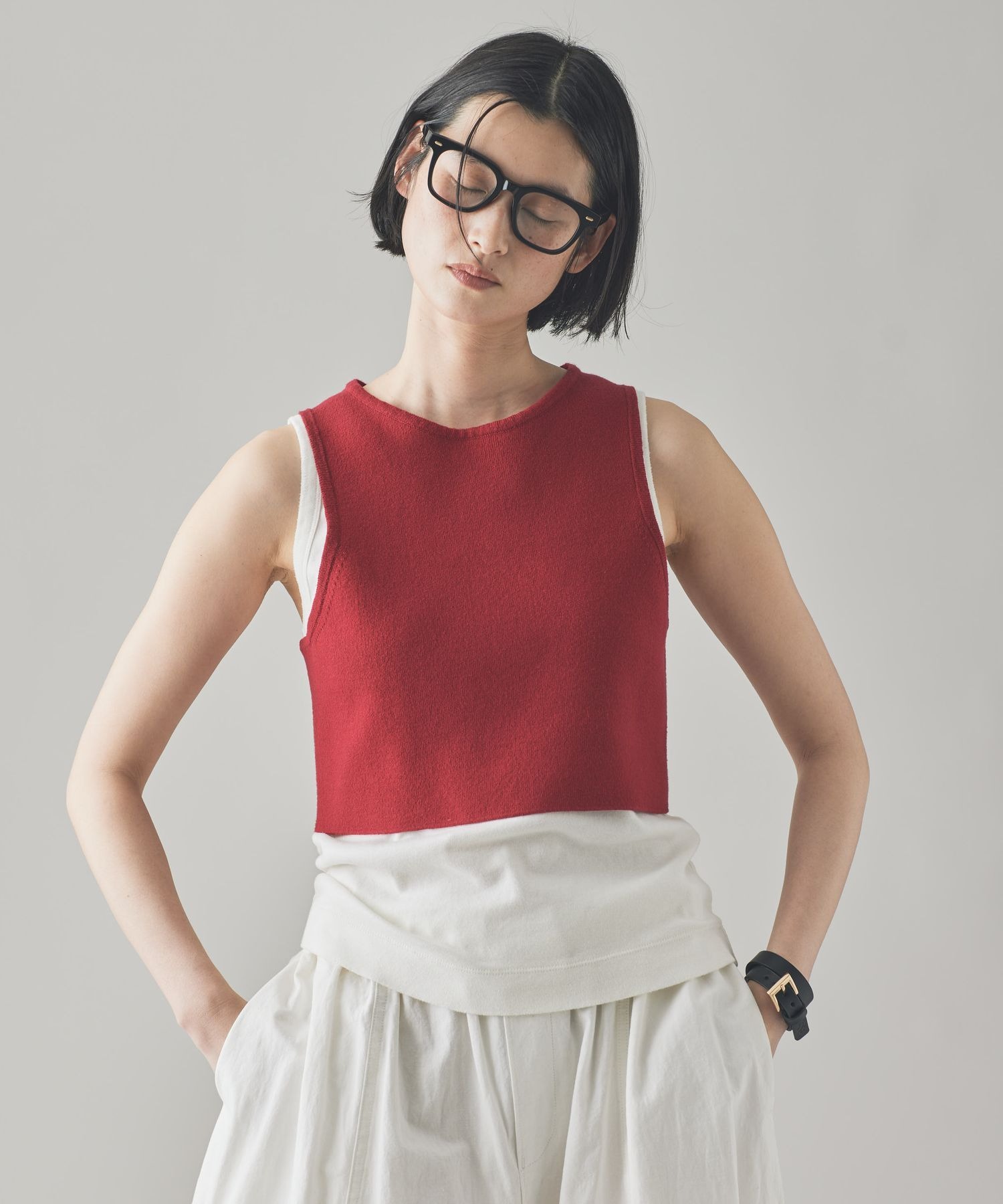 Curensology(カレンソロジー)/コットンショートタンクニット Curensology(カレンソロジー)/コットンショートタンクニット