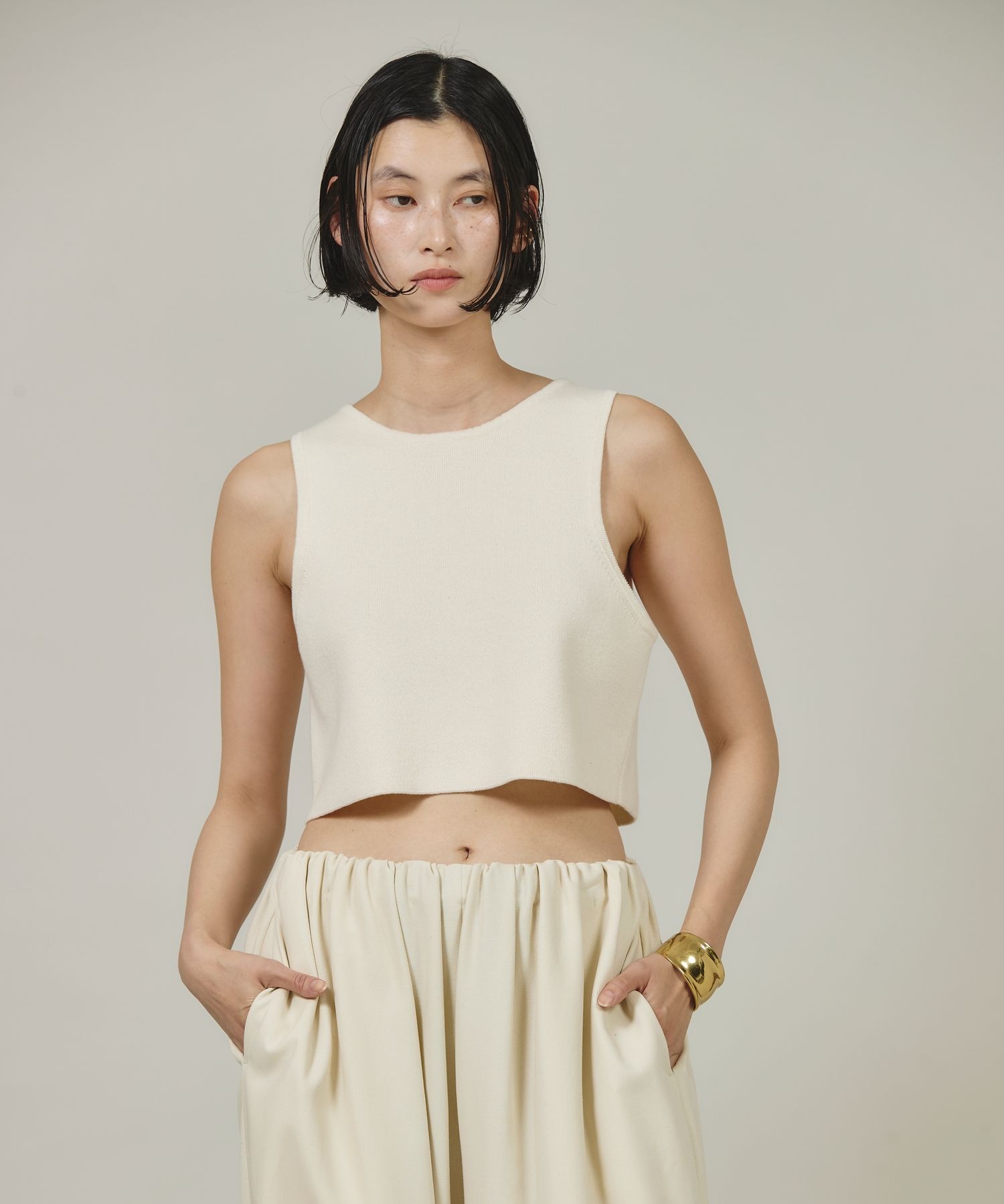 Curensology(カレンソロジー)/コットンショートタンクニット Curensology(カレンソロジー)/コットンショートタンクニット コットン